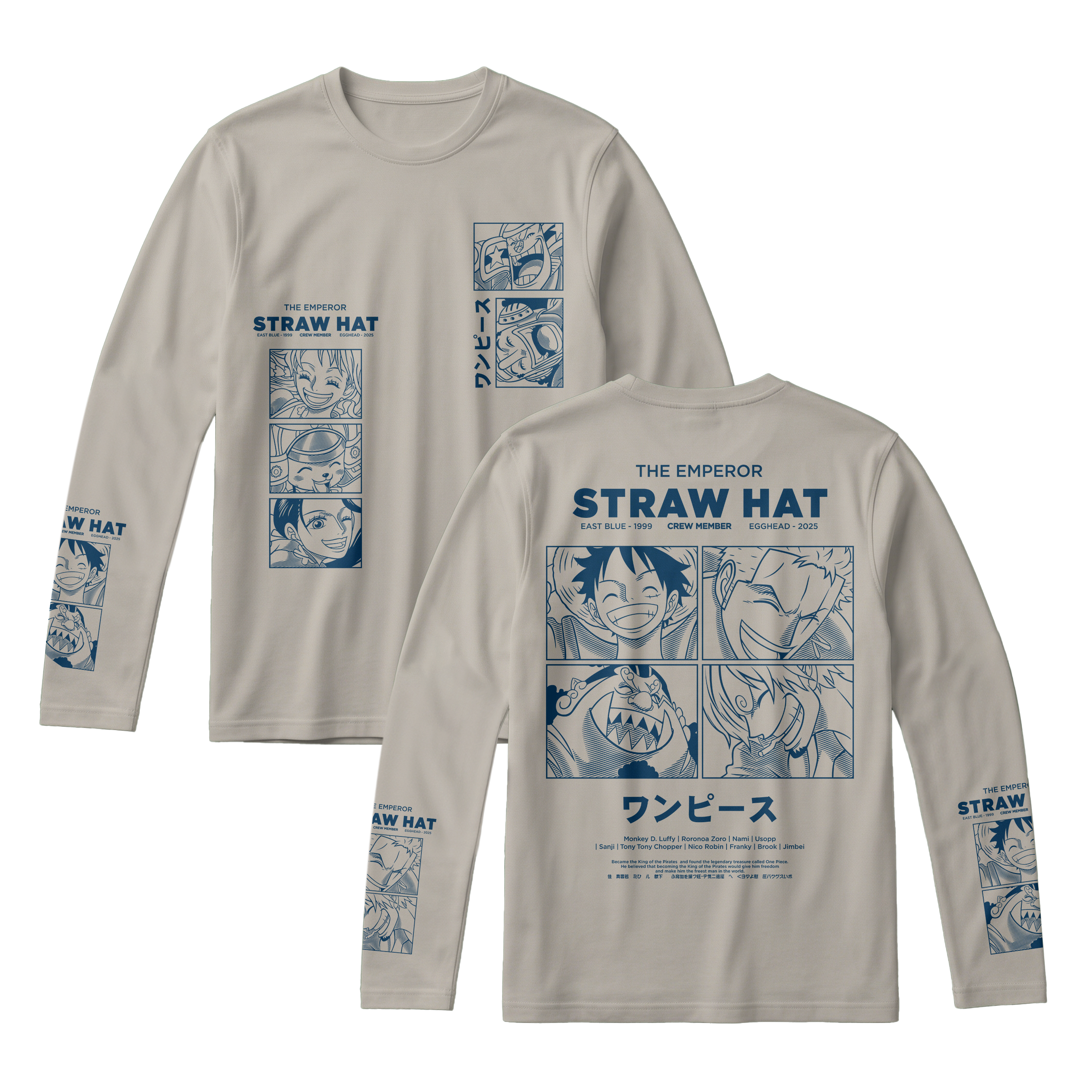 Anime One Piece Emperor Straw Hat Crew Long Sleeve Tee - RZM014