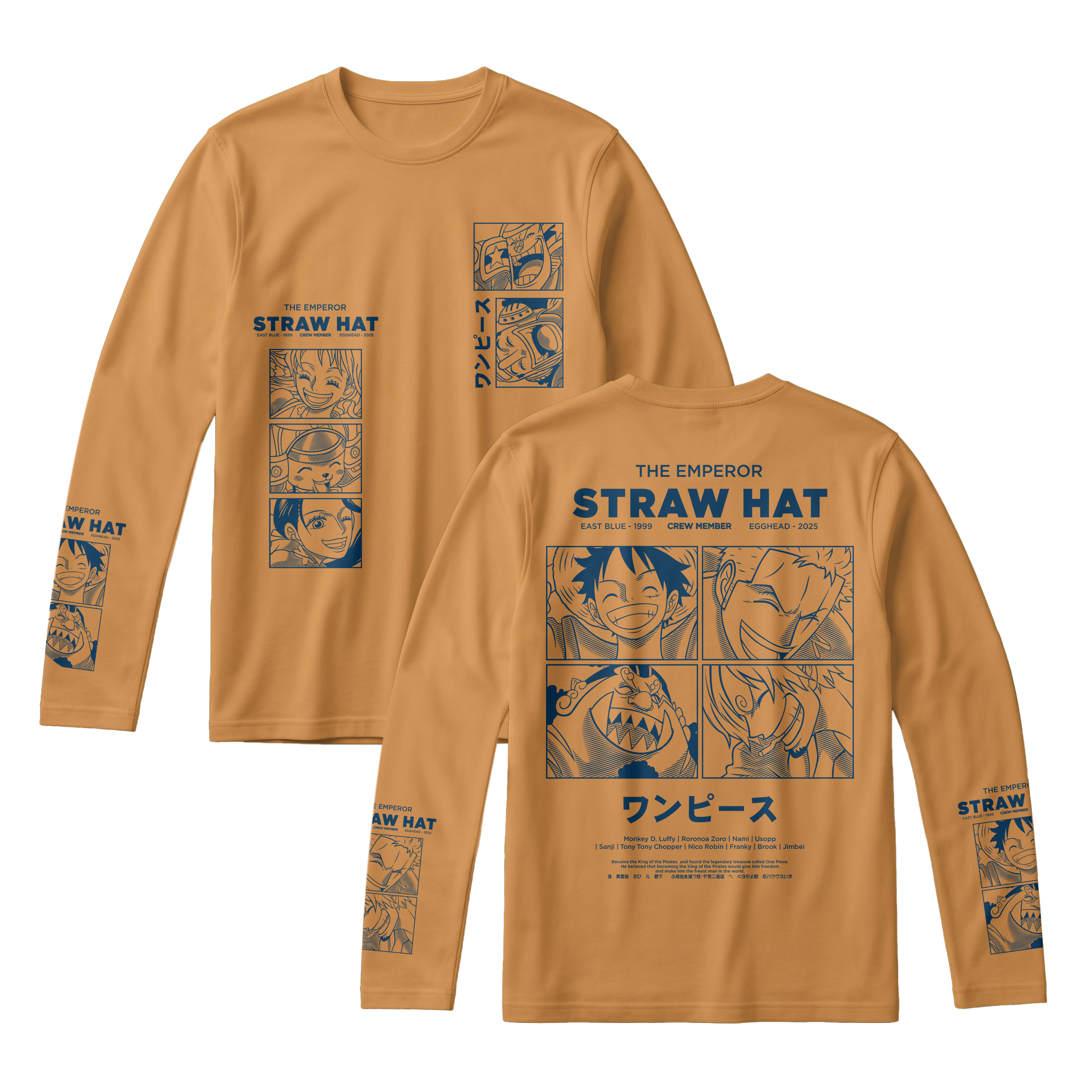 Anime One Piece Emperor Straw Hat Crew Long Sleeve Tee - RZM014