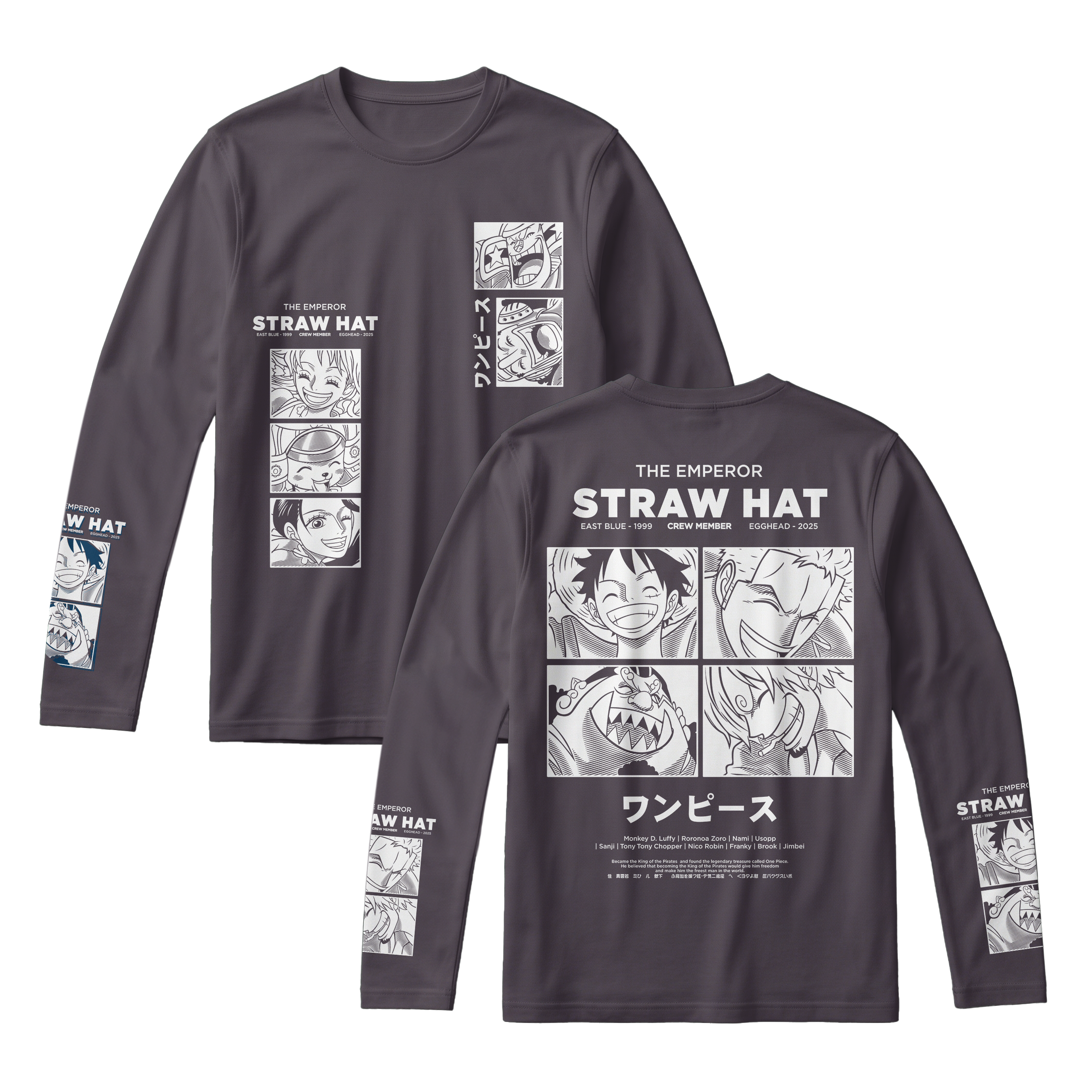 Anime One Piece Emperor Straw Hat Crew Long Sleeve Tee - RZM014
