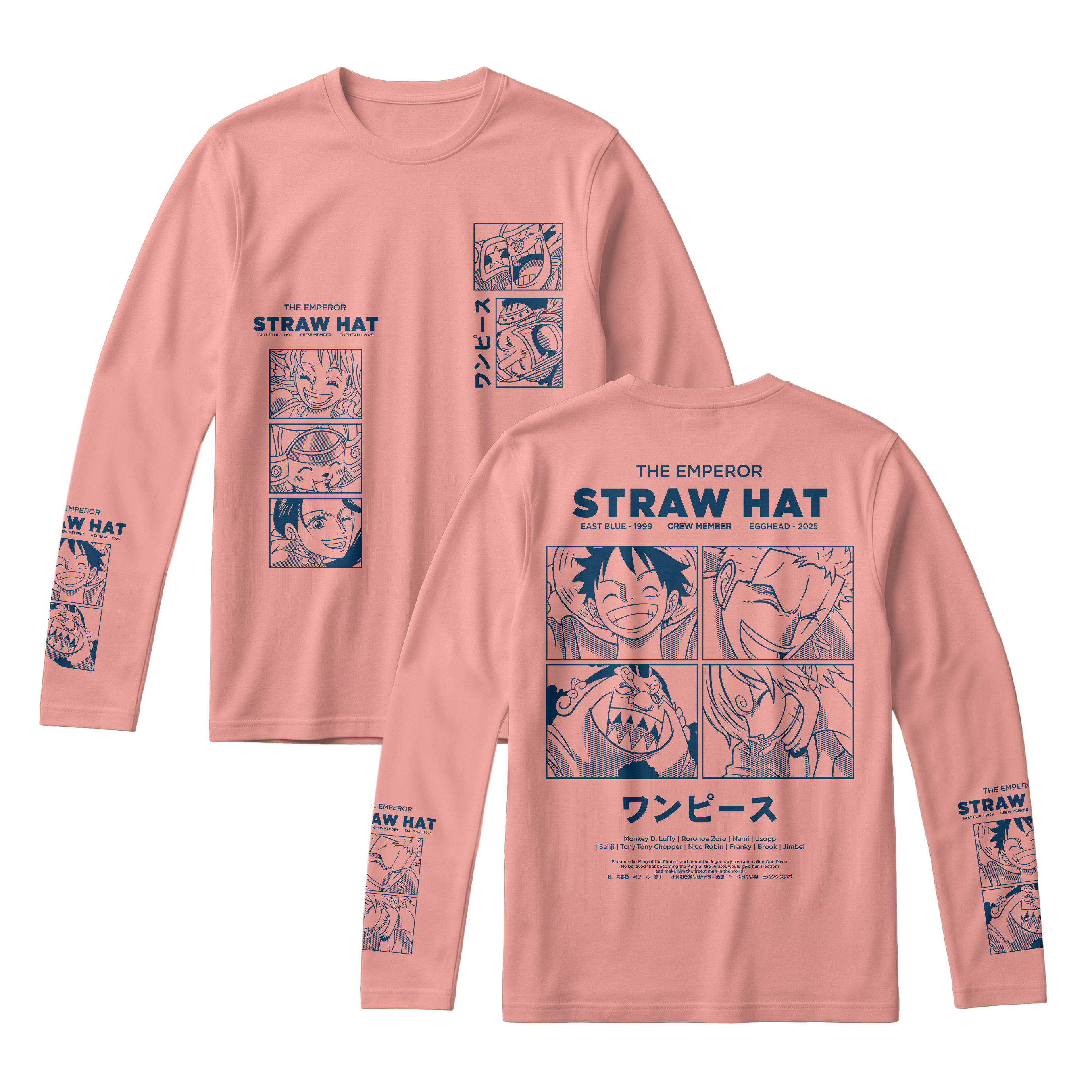 Anime One Piece Emperor Straw Hat Crew Long Sleeve Tee - RZM014