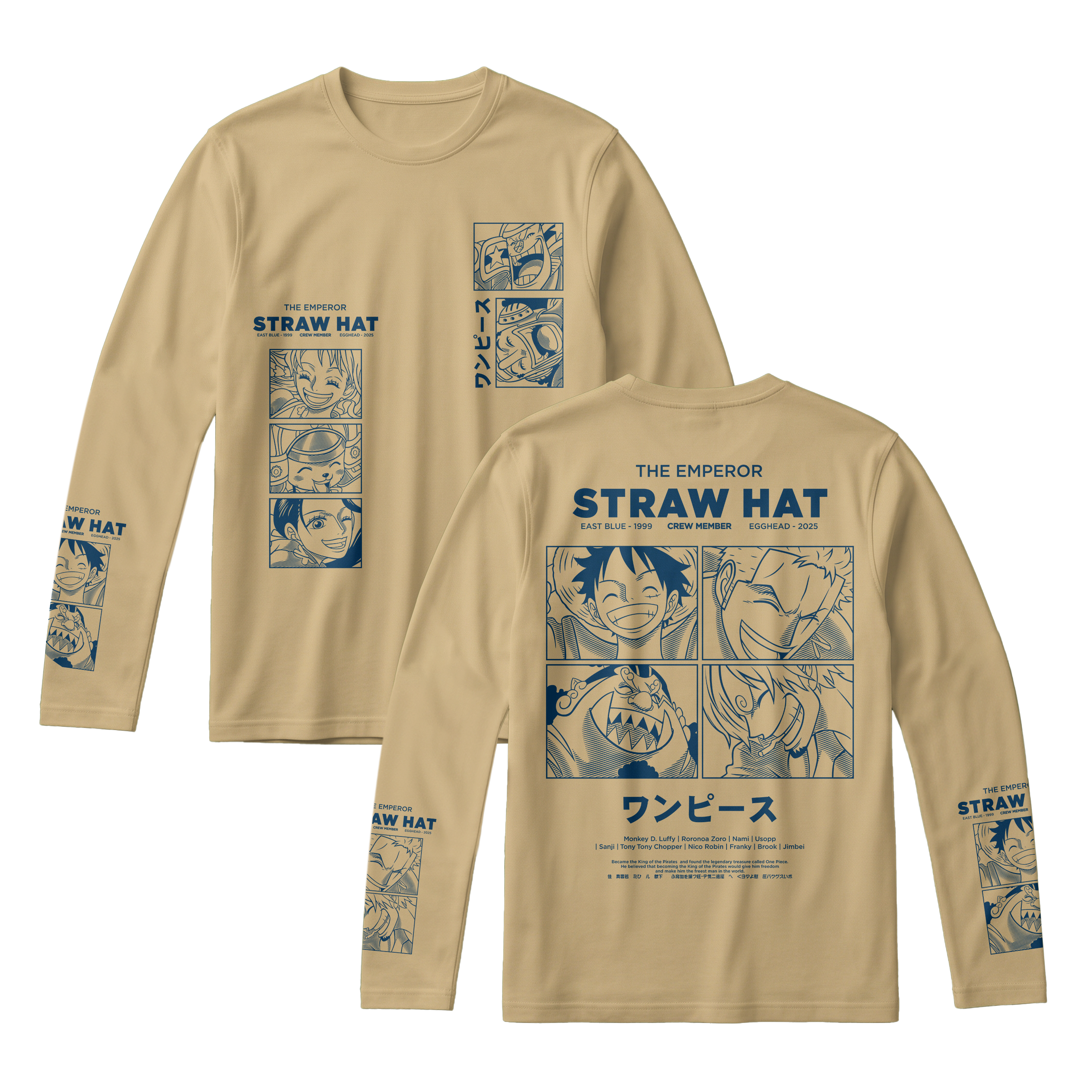 Anime One Piece Emperor Straw Hat Crew Long Sleeve Tee - RZM014