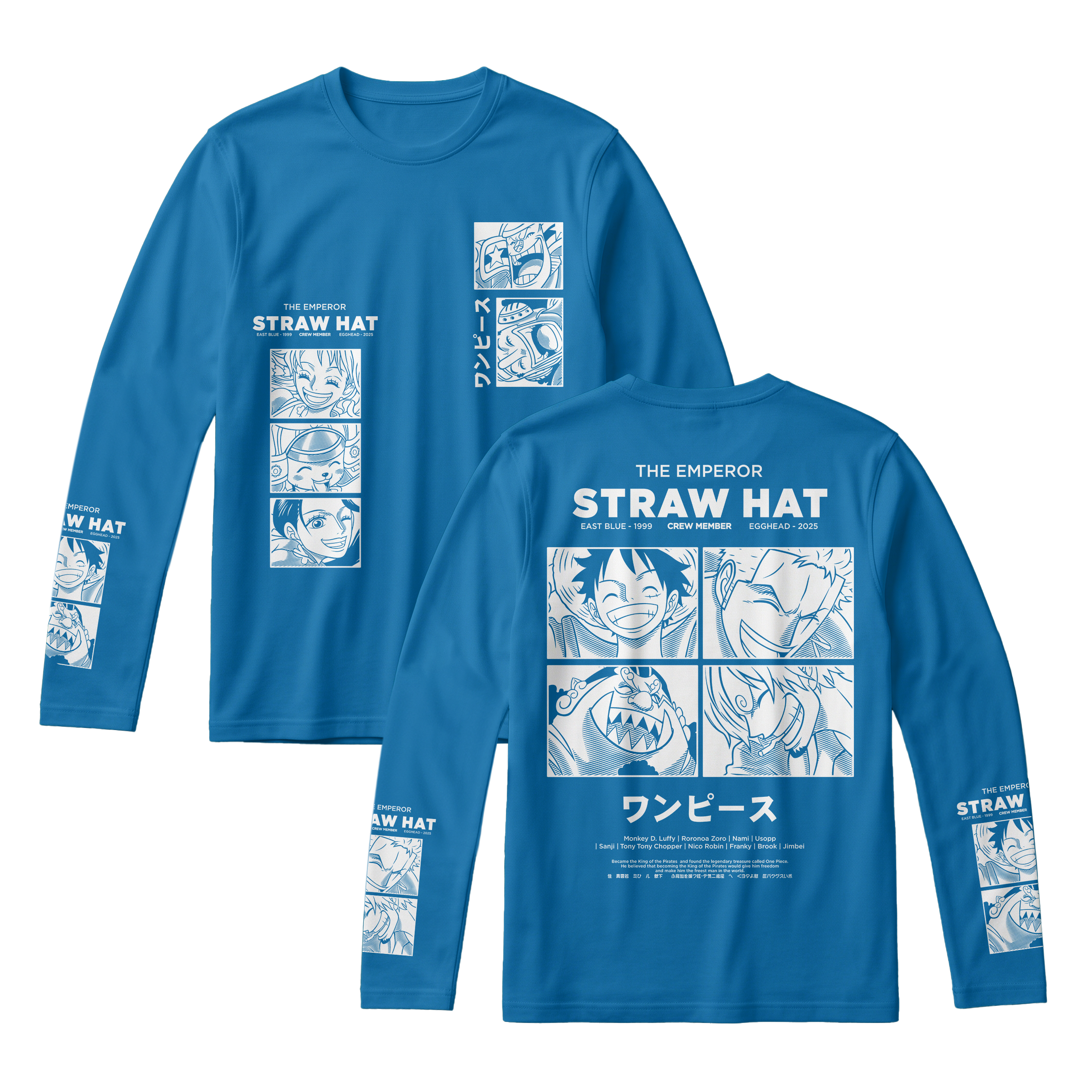 Anime One Piece Emperor Straw Hat Crew Long Sleeve Tee - RZM014