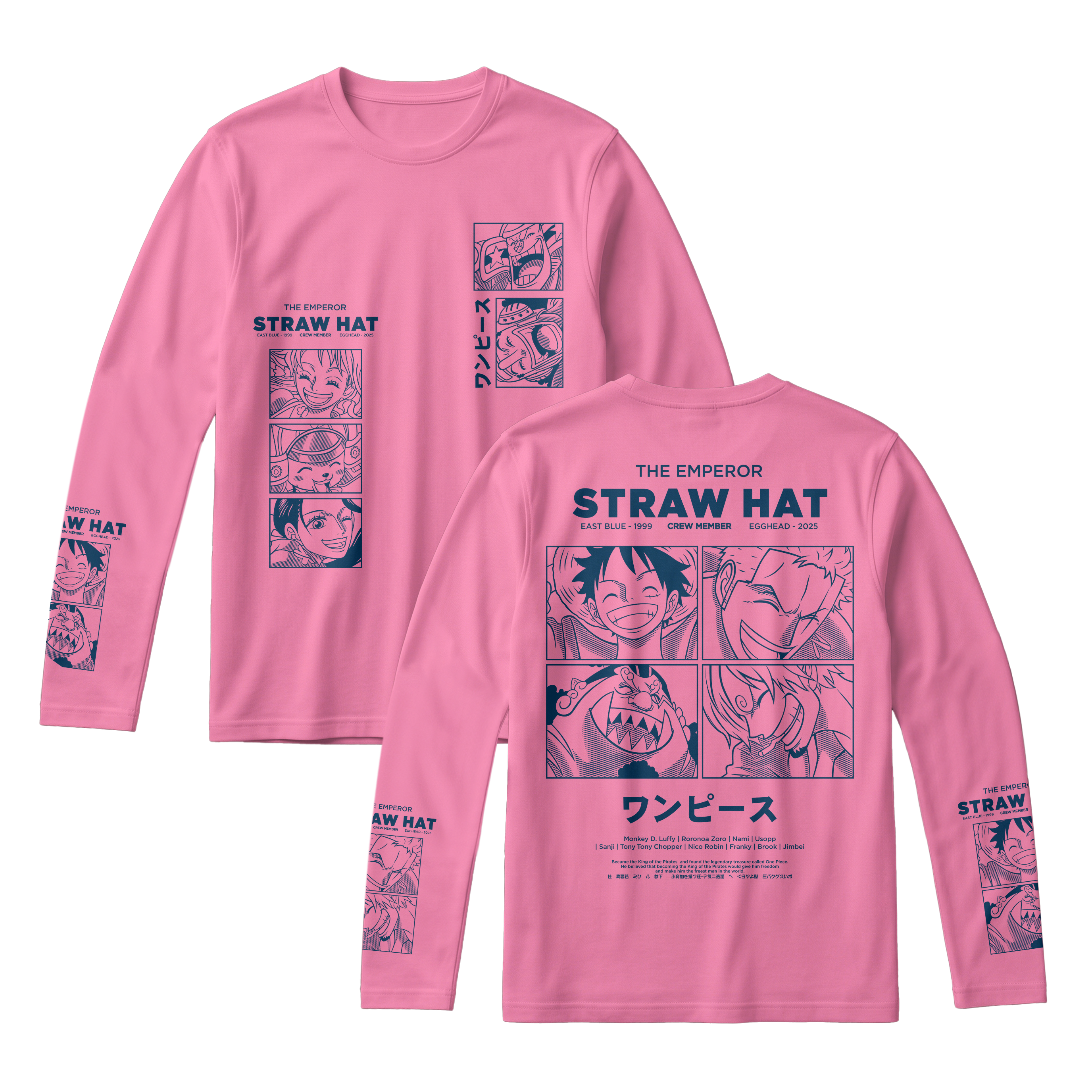 Anime One Piece Emperor Straw Hat Crew Long Sleeve Tee - RZM014