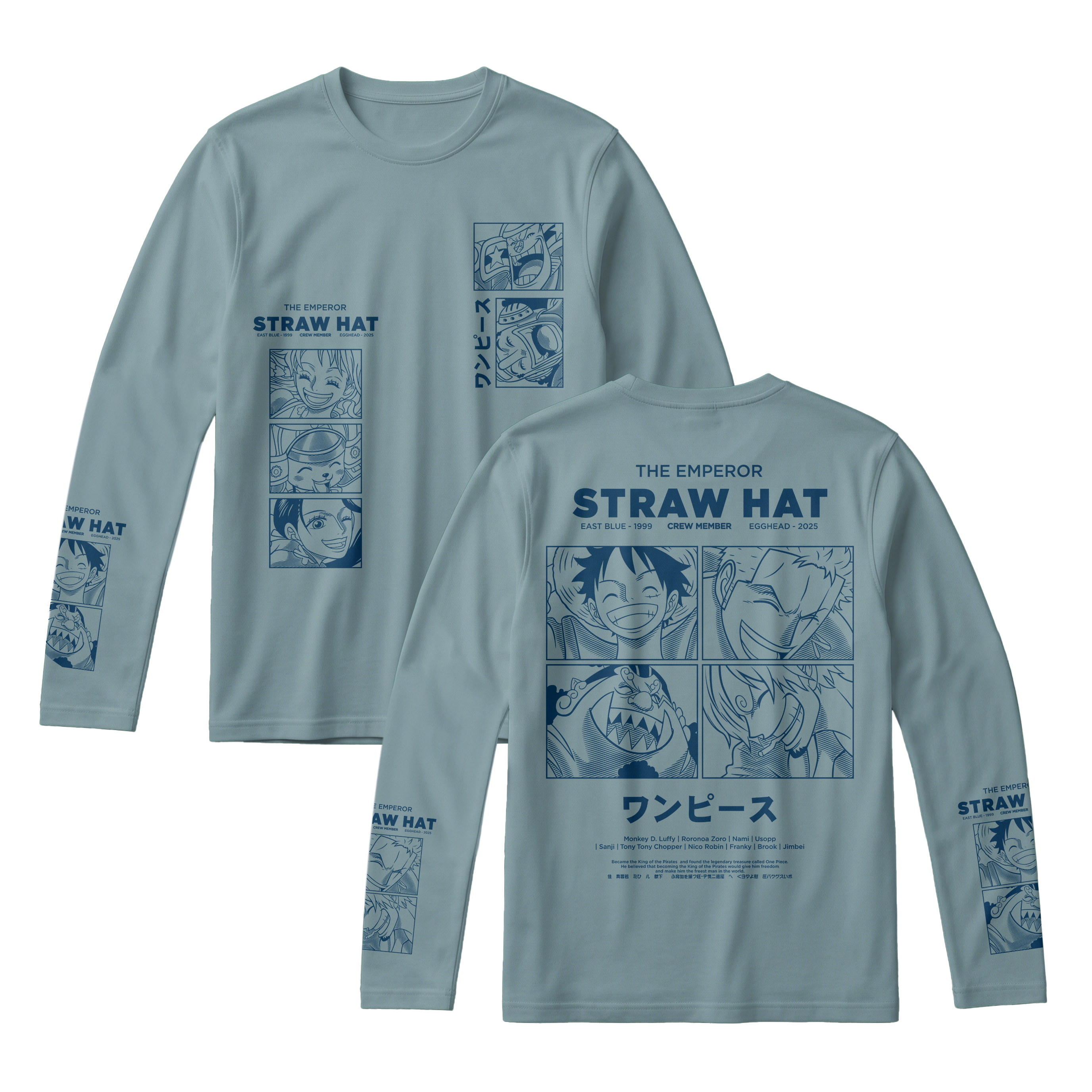 Anime One Piece Emperor Straw Hat Crew Long Sleeve Tee - RZM014