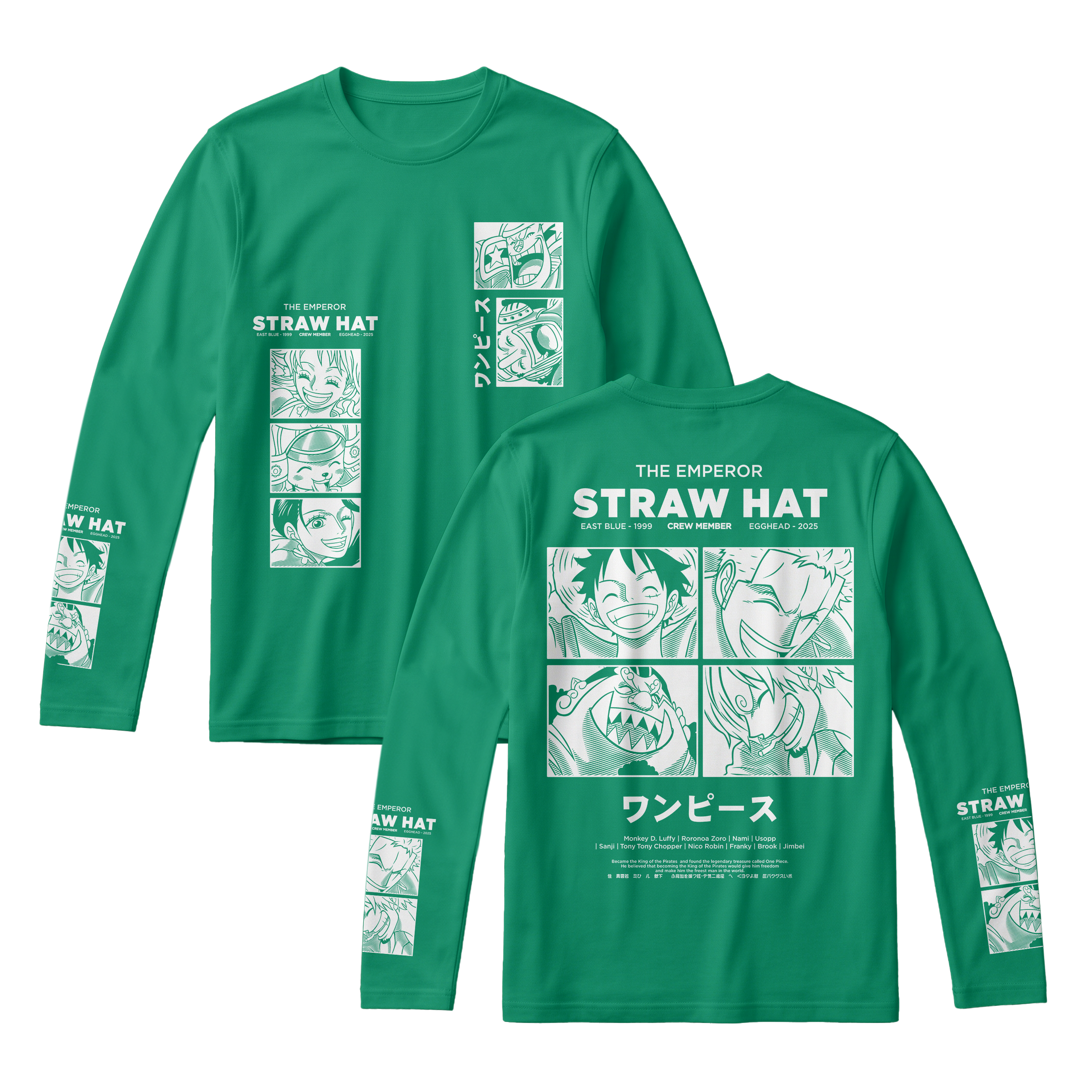 Anime One Piece Emperor Straw Hat Crew Long Sleeve Tee - RZM014