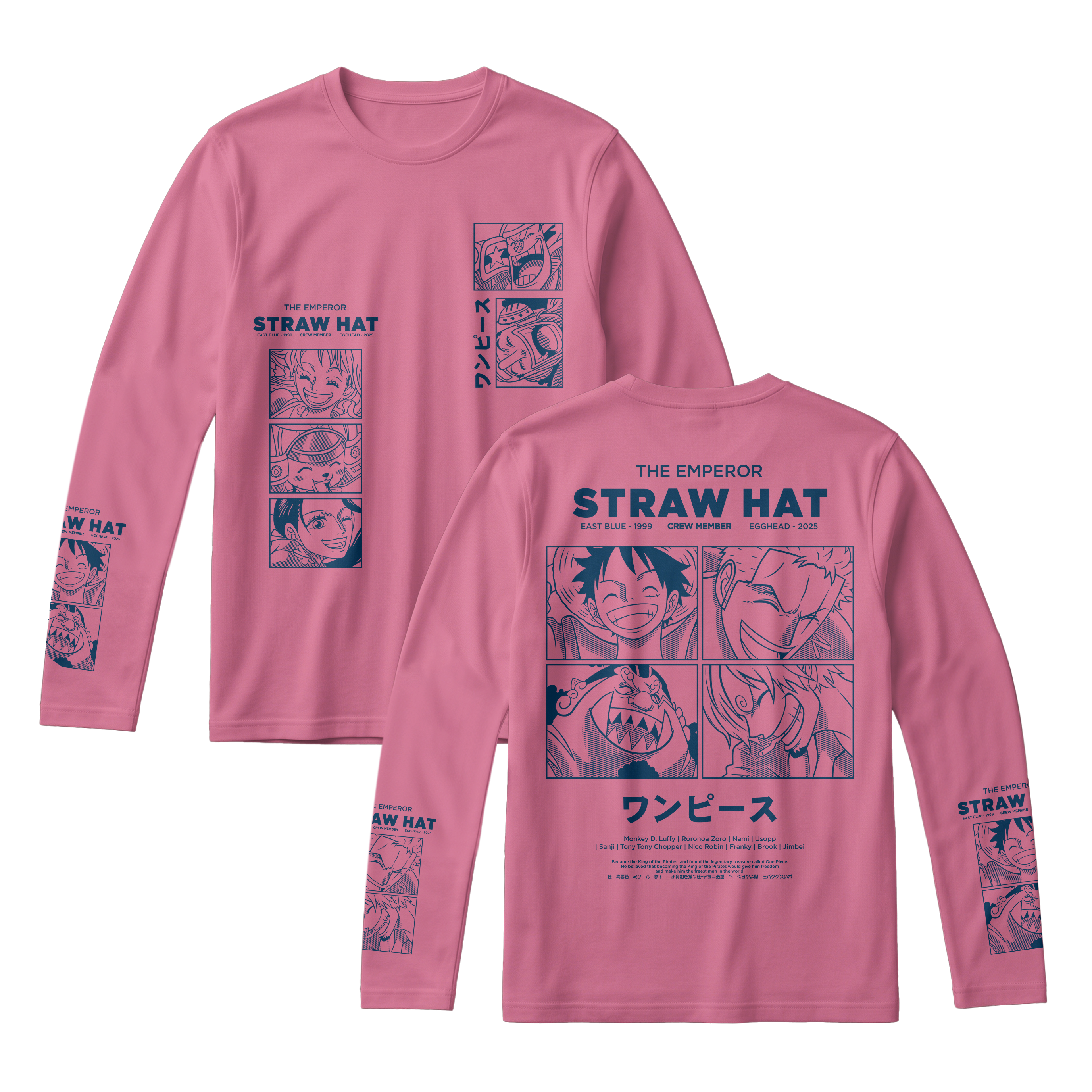 Anime One Piece Emperor Straw Hat Crew Long Sleeve Tee - RZM014