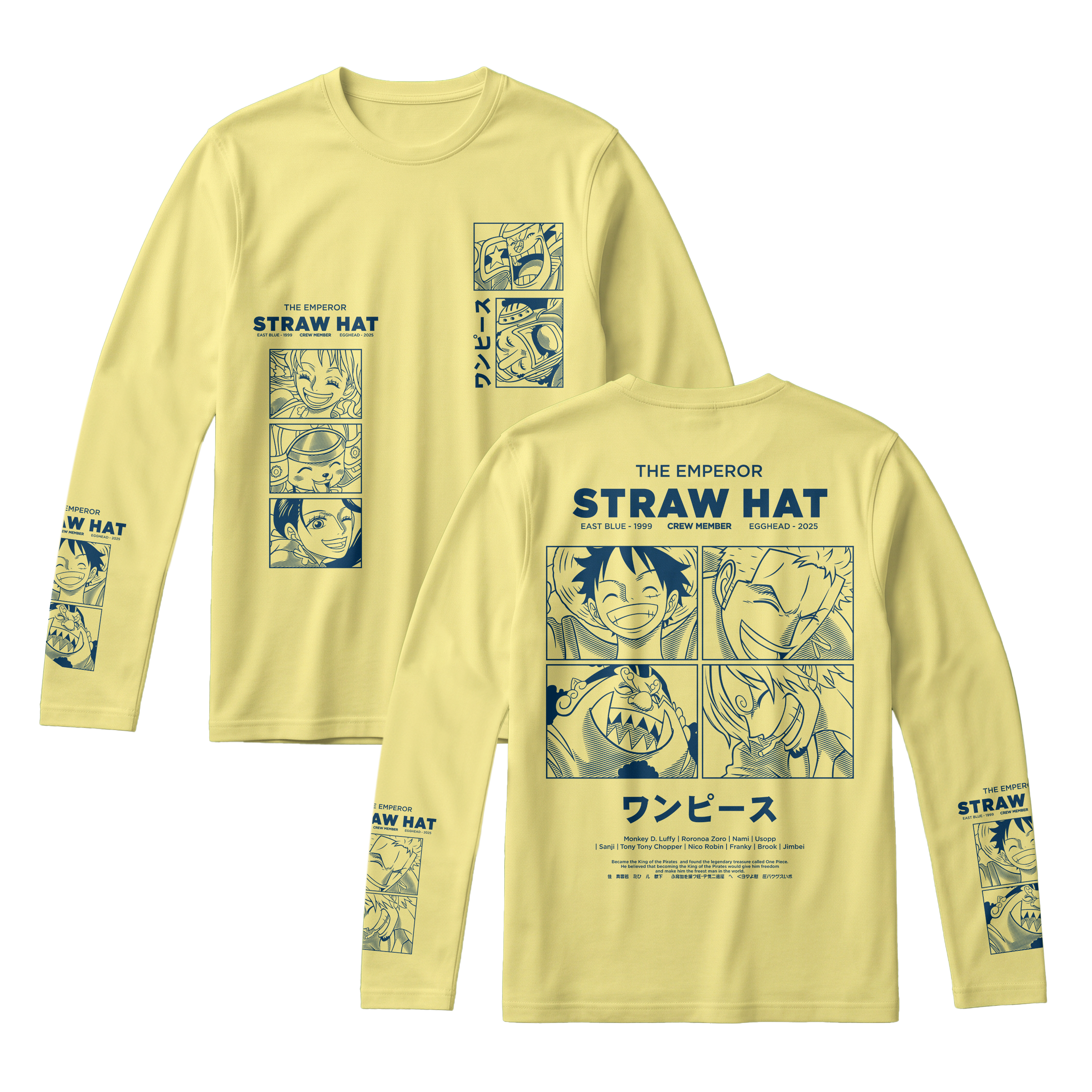 Anime One Piece Emperor Straw Hat Crew Long Sleeve Tee - RZM014