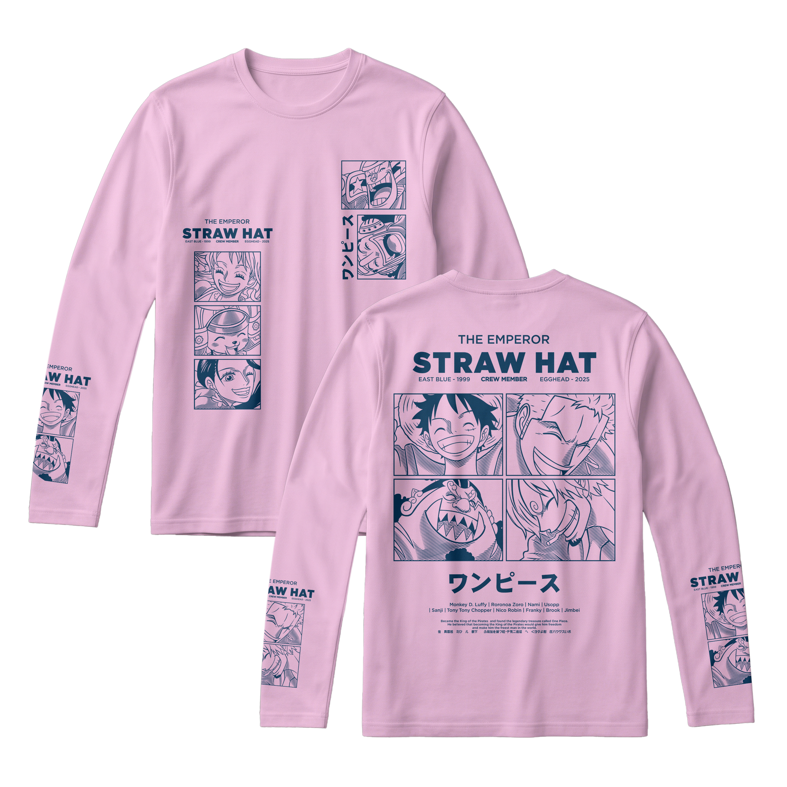 Anime One Piece Emperor Straw Hat Crew Long Sleeve Tee - RZM014