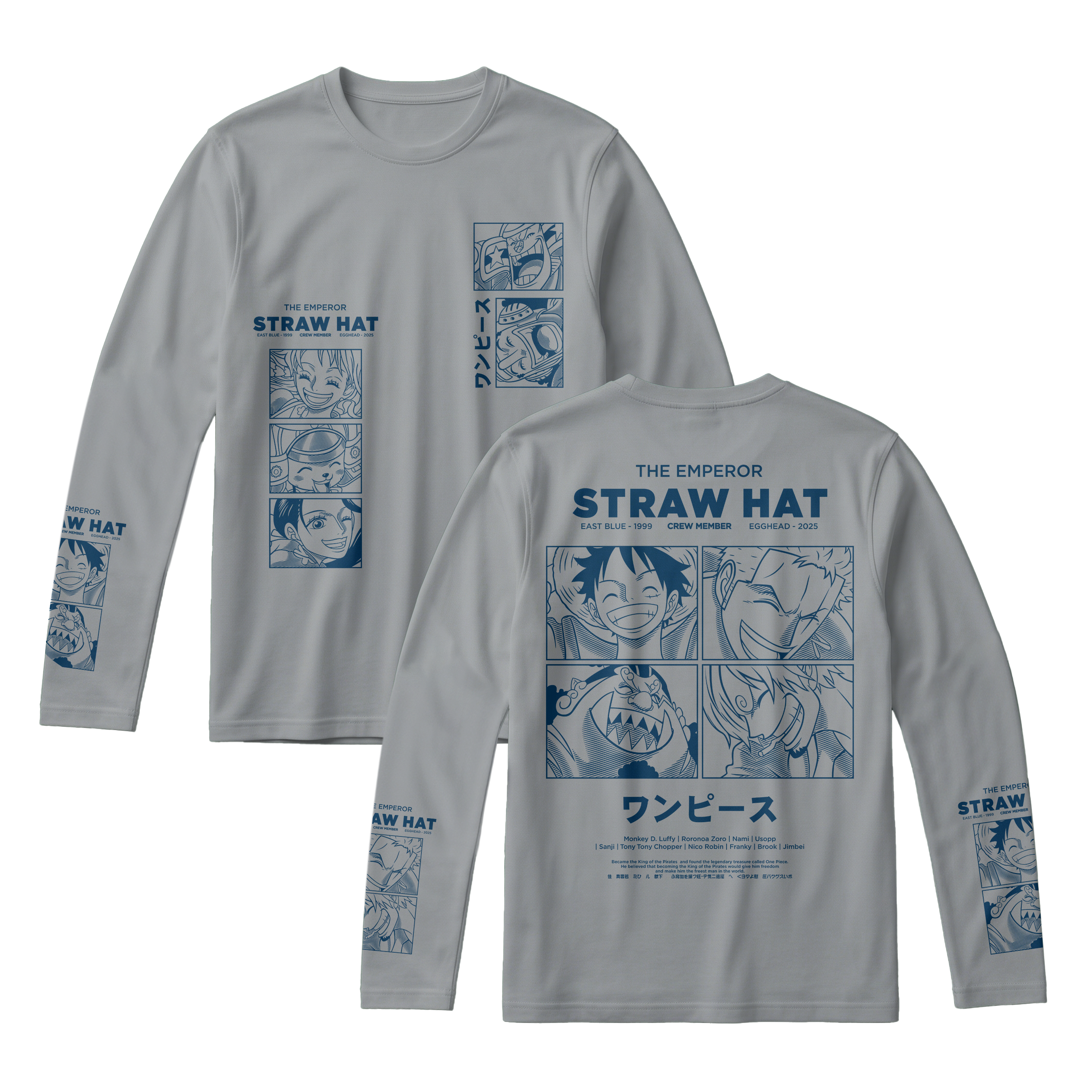 Anime One Piece Emperor Straw Hat Crew Long Sleeve Tee - RZM014