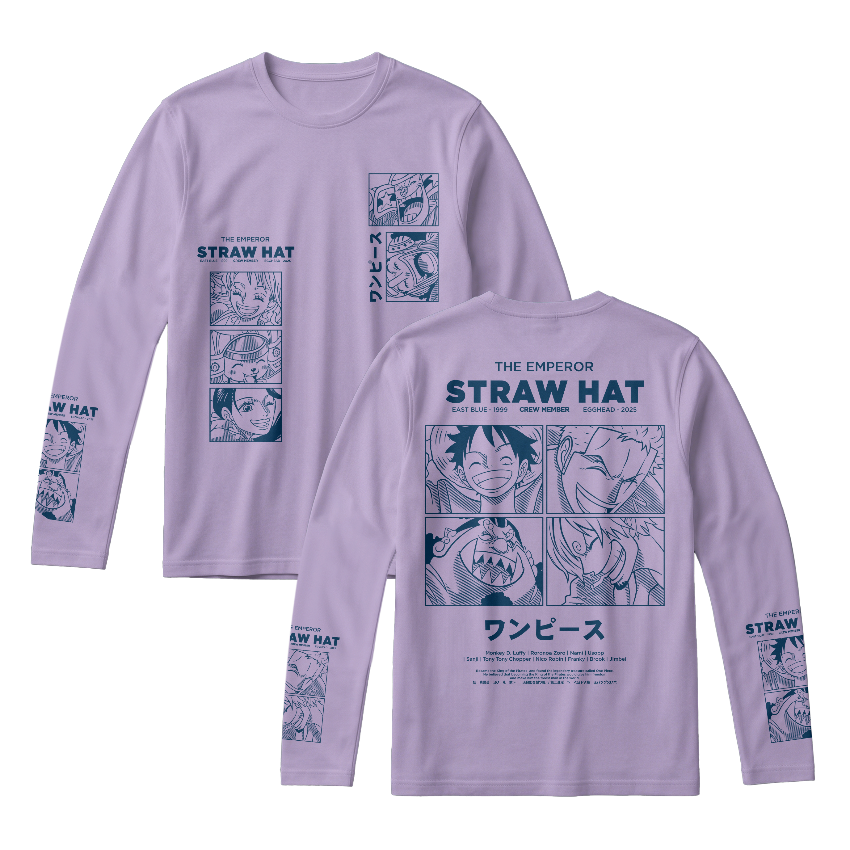 Anime One Piece Emperor Straw Hat Crew Long Sleeve Tee - RZM014