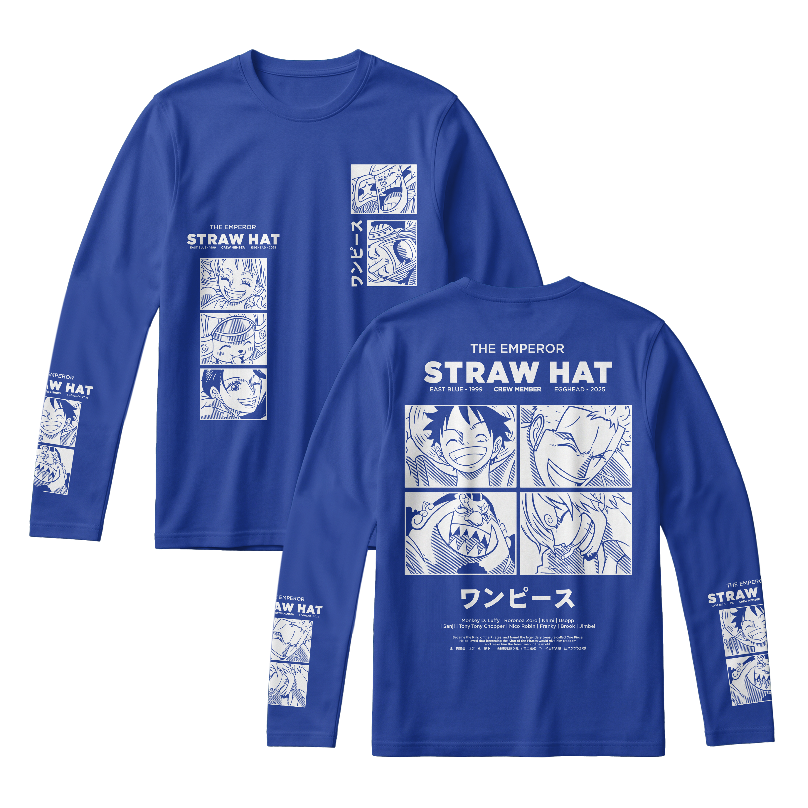 Anime One Piece Emperor Straw Hat Crew Long Sleeve Tee - RZM014