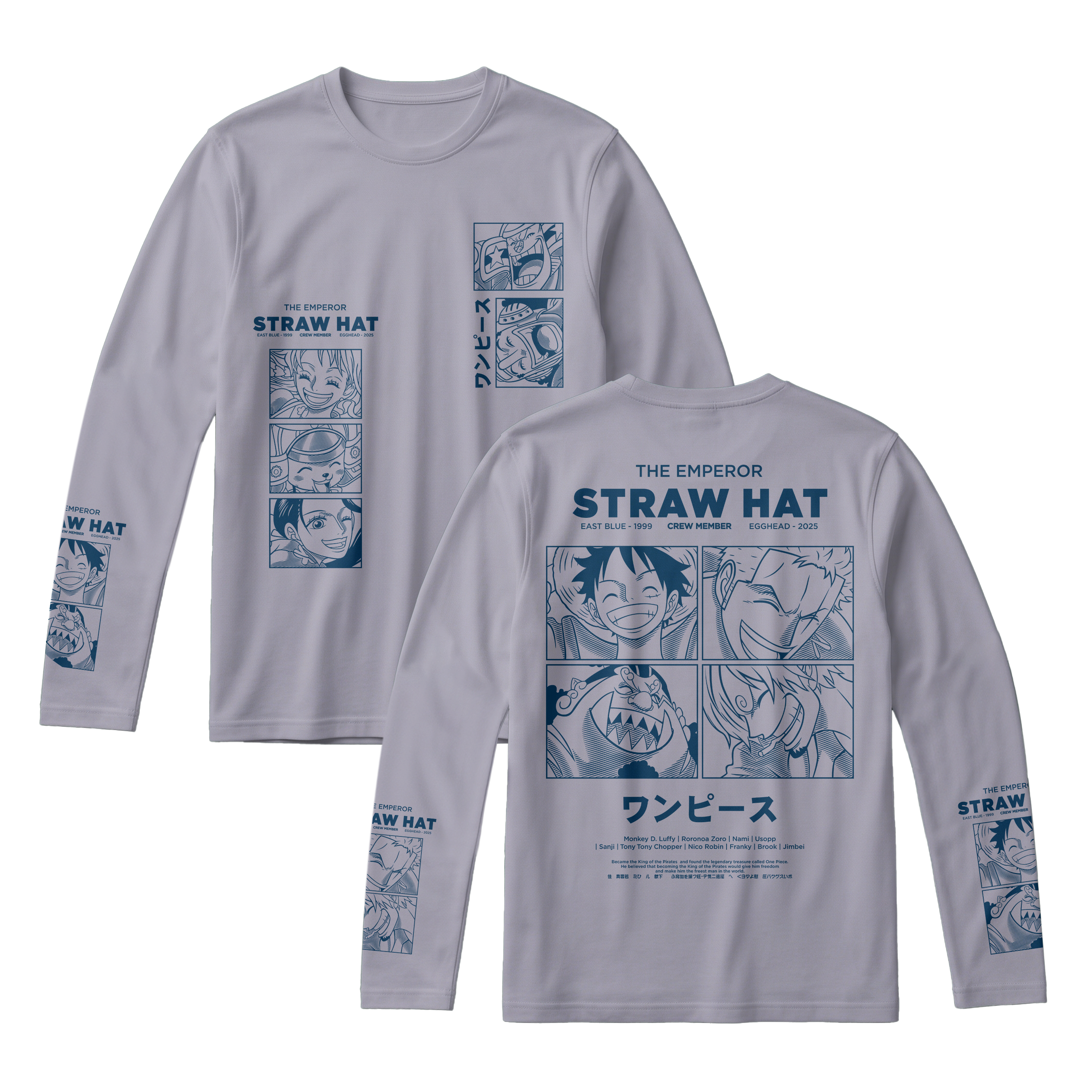 Anime One Piece Emperor Straw Hat Crew Long Sleeve Tee - RZM014
