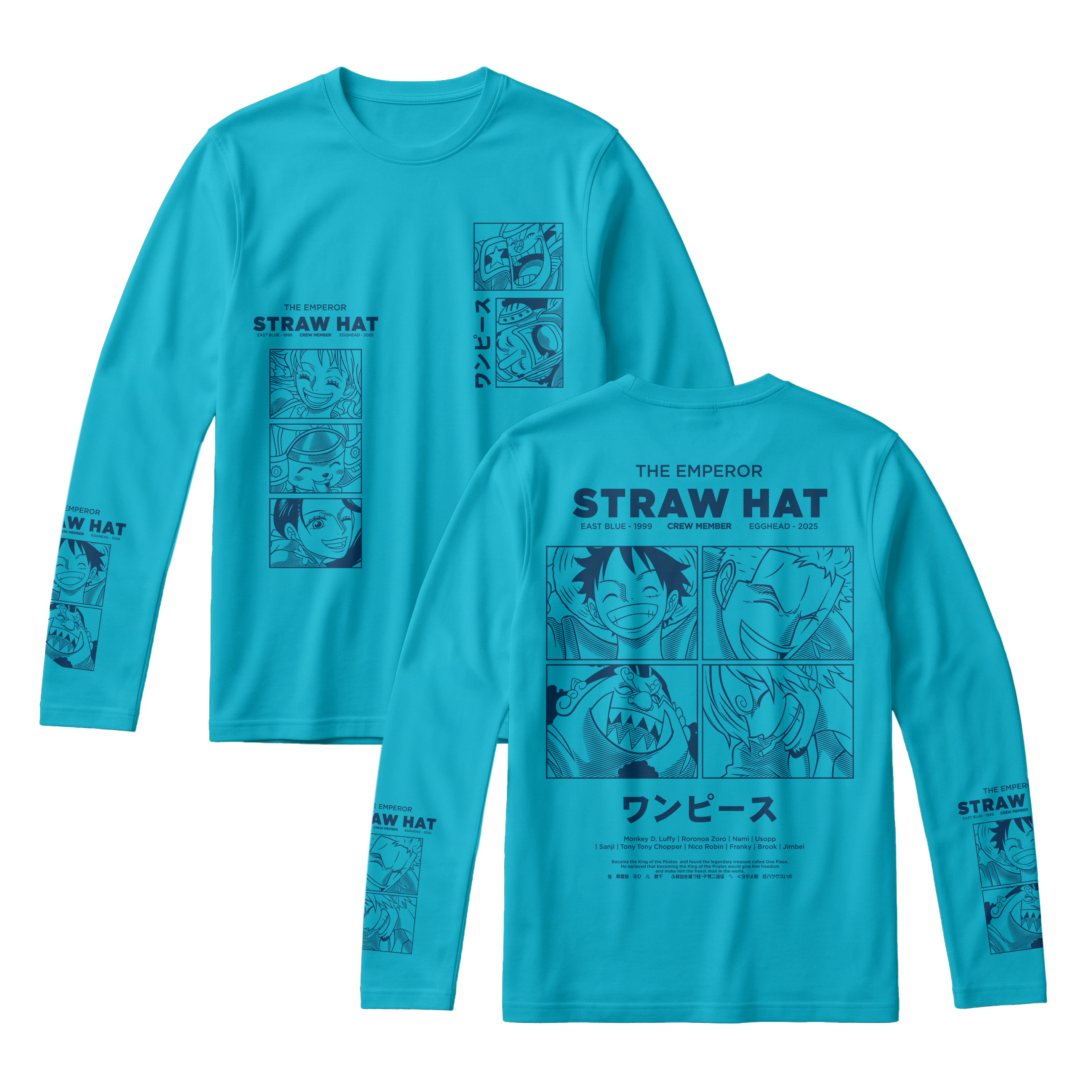 Anime One Piece Emperor Straw Hat Crew Long Sleeve Tee - RZM014