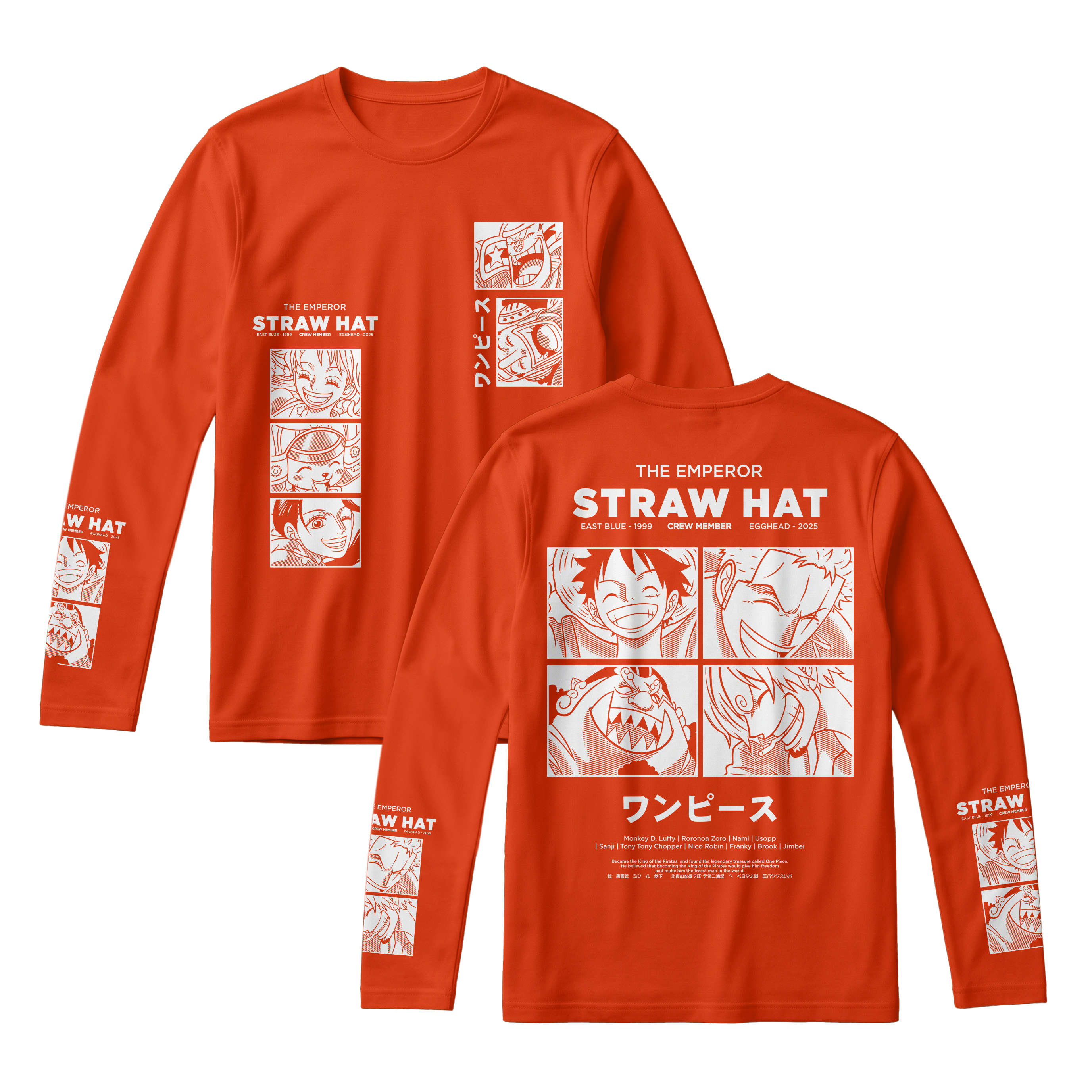 Anime One Piece Emperor Straw Hat Crew Long Sleeve Tee - RZM014