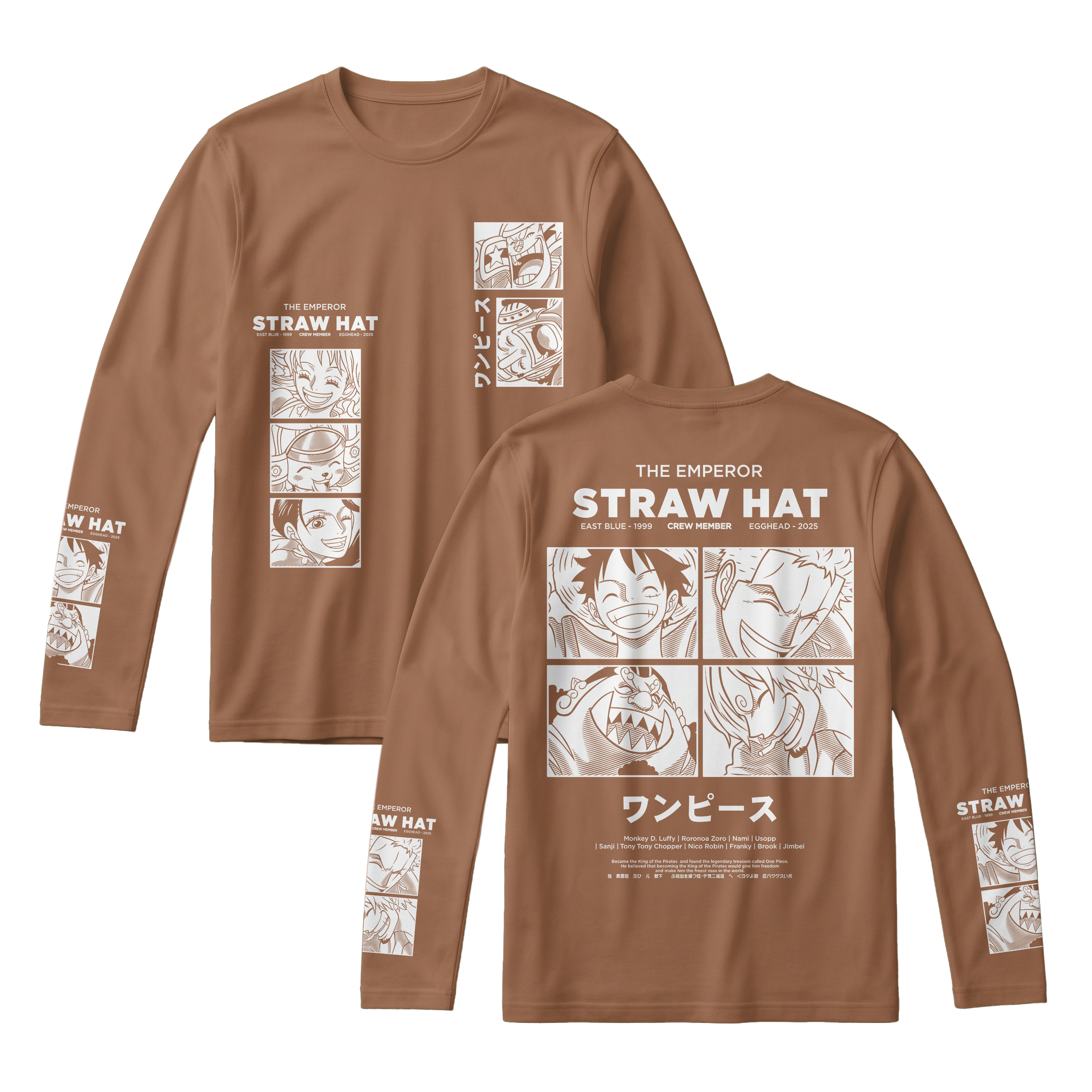 Anime One Piece Emperor Straw Hat Crew Long Sleeve Tee - RZM014