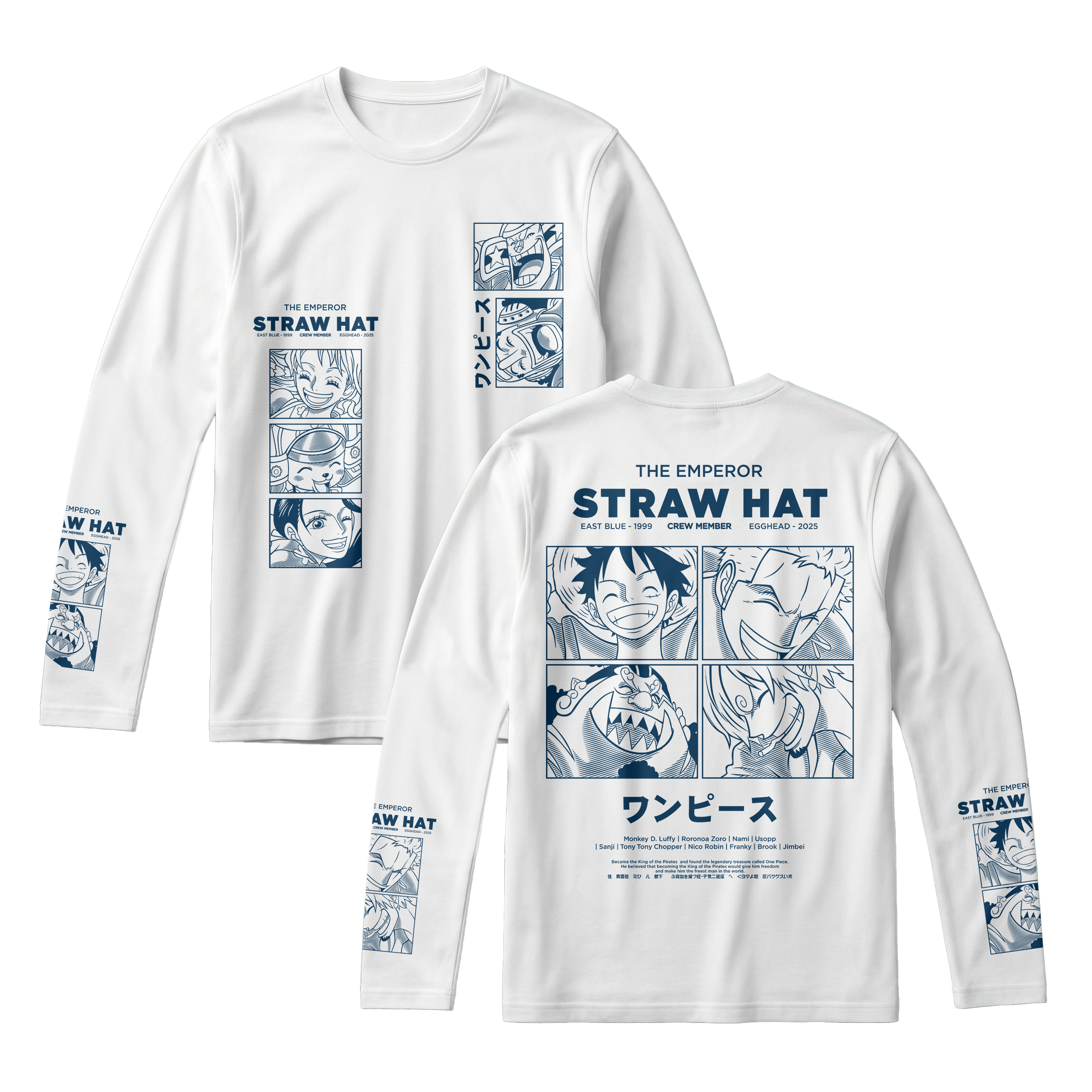 Anime One Piece Emperor Straw Hat Crew Long Sleeve Tee - RZM014