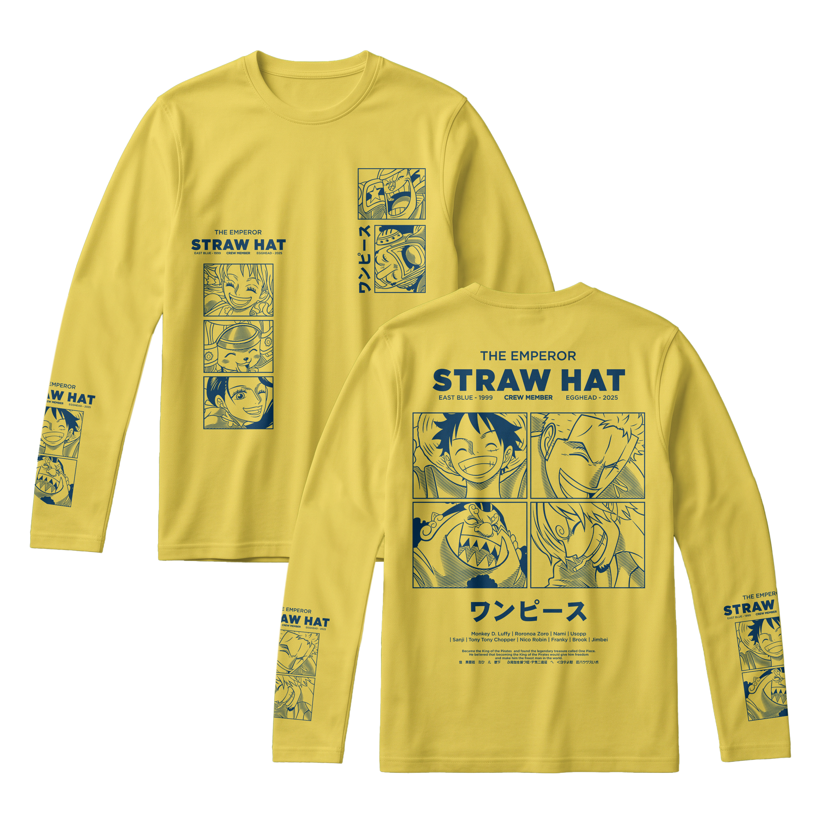 Anime One Piece Emperor Straw Hat Crew Long Sleeve Tee - RZM014