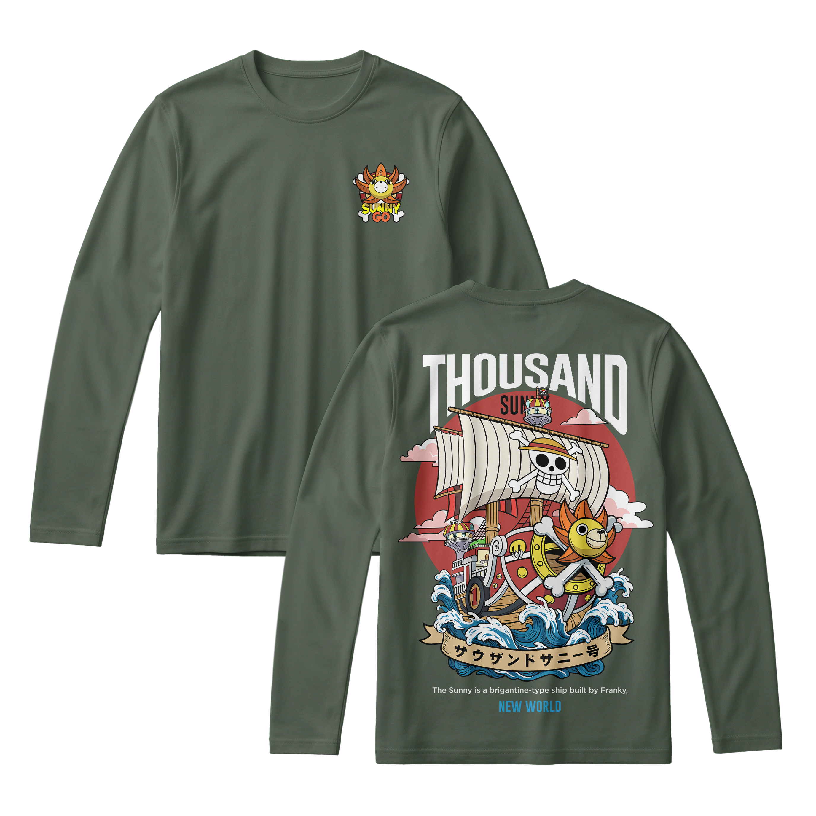 Anime One Piece Thousand Sunny Long Sleeve Tee - RZM016