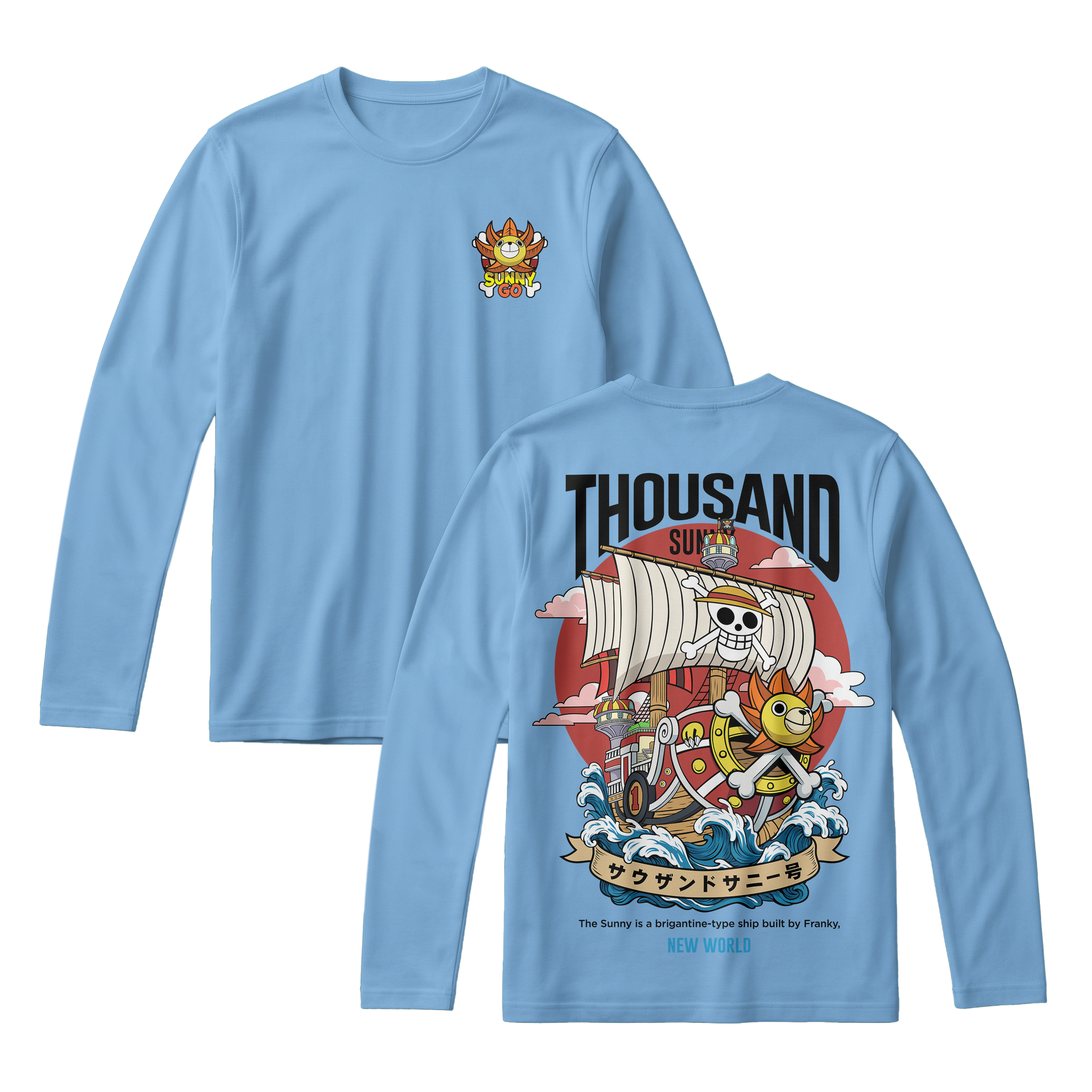 Anime One Piece Thousand Sunny Long Sleeve Tee - RZM016