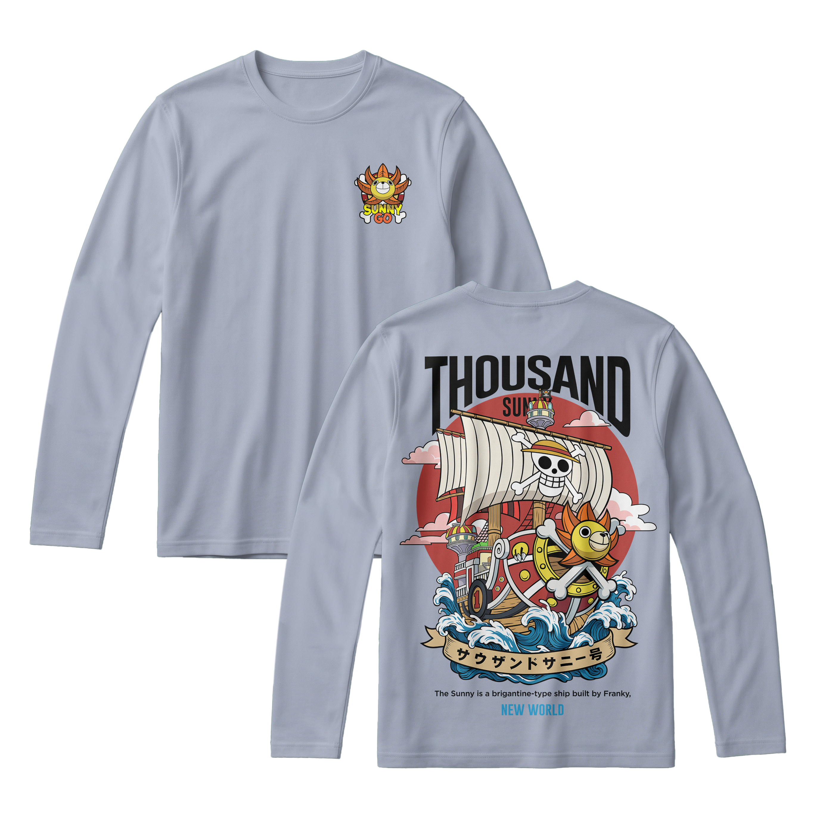 Anime One Piece Thousand Sunny Long Sleeve Tee - RZM016