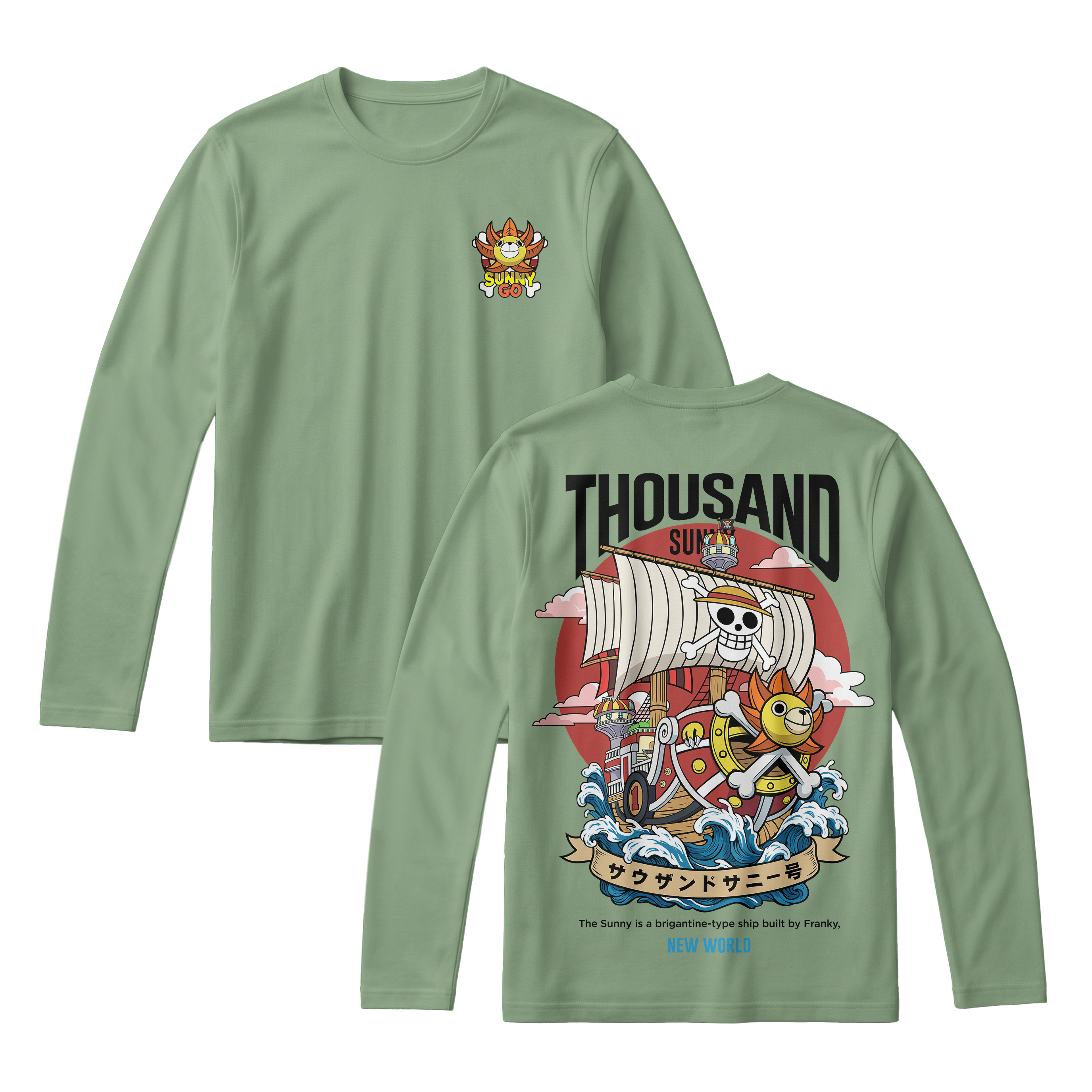 Anime One Piece Thousand Sunny Long Sleeve Tee - RZM016