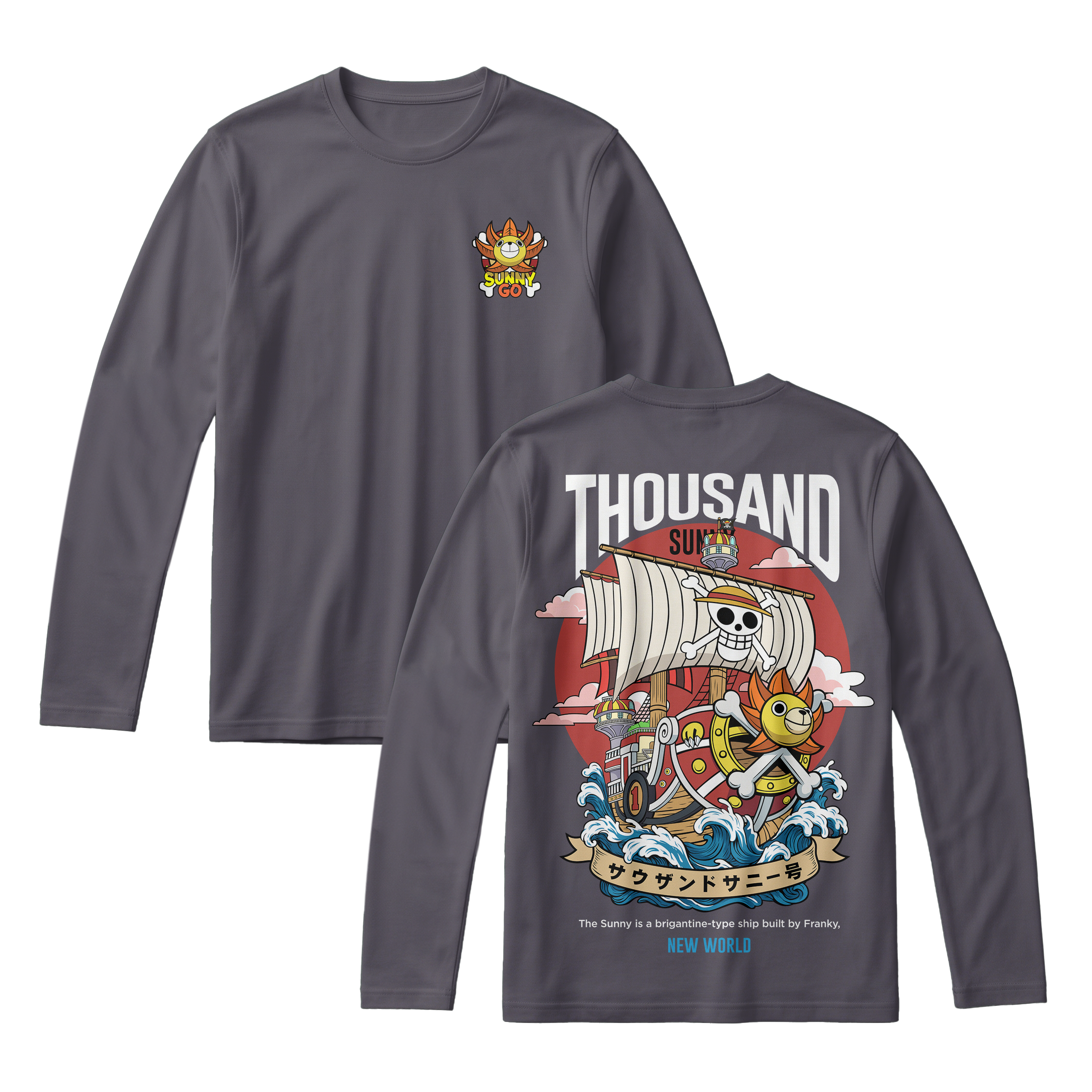 Anime One Piece Thousand Sunny Long Sleeve Tee - RZM016