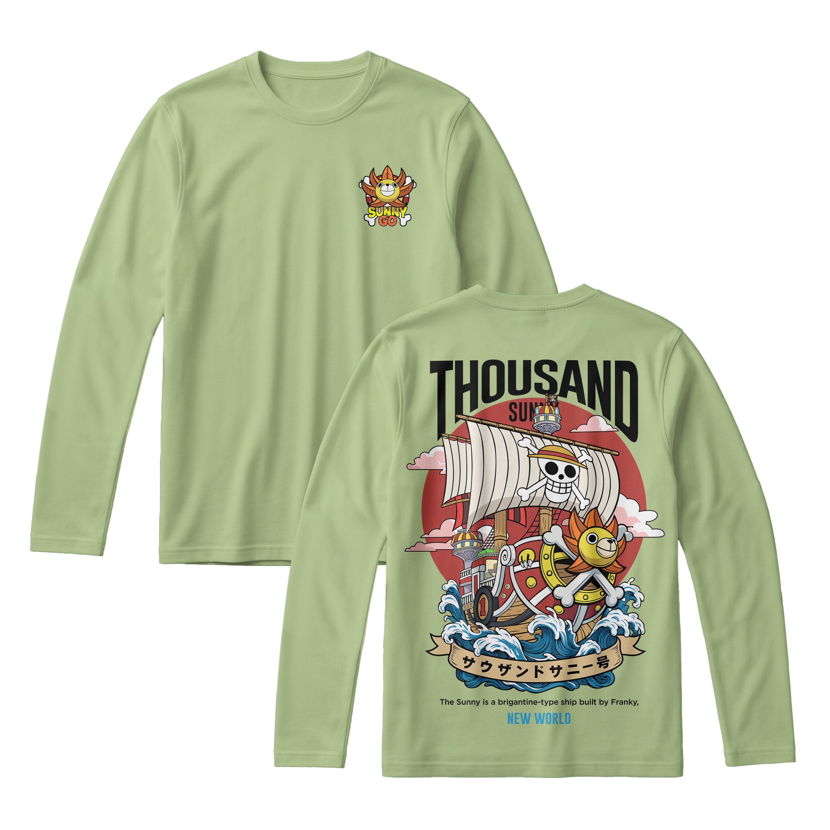 Anime One Piece Thousand Sunny Long Sleeve Tee - RZM016
