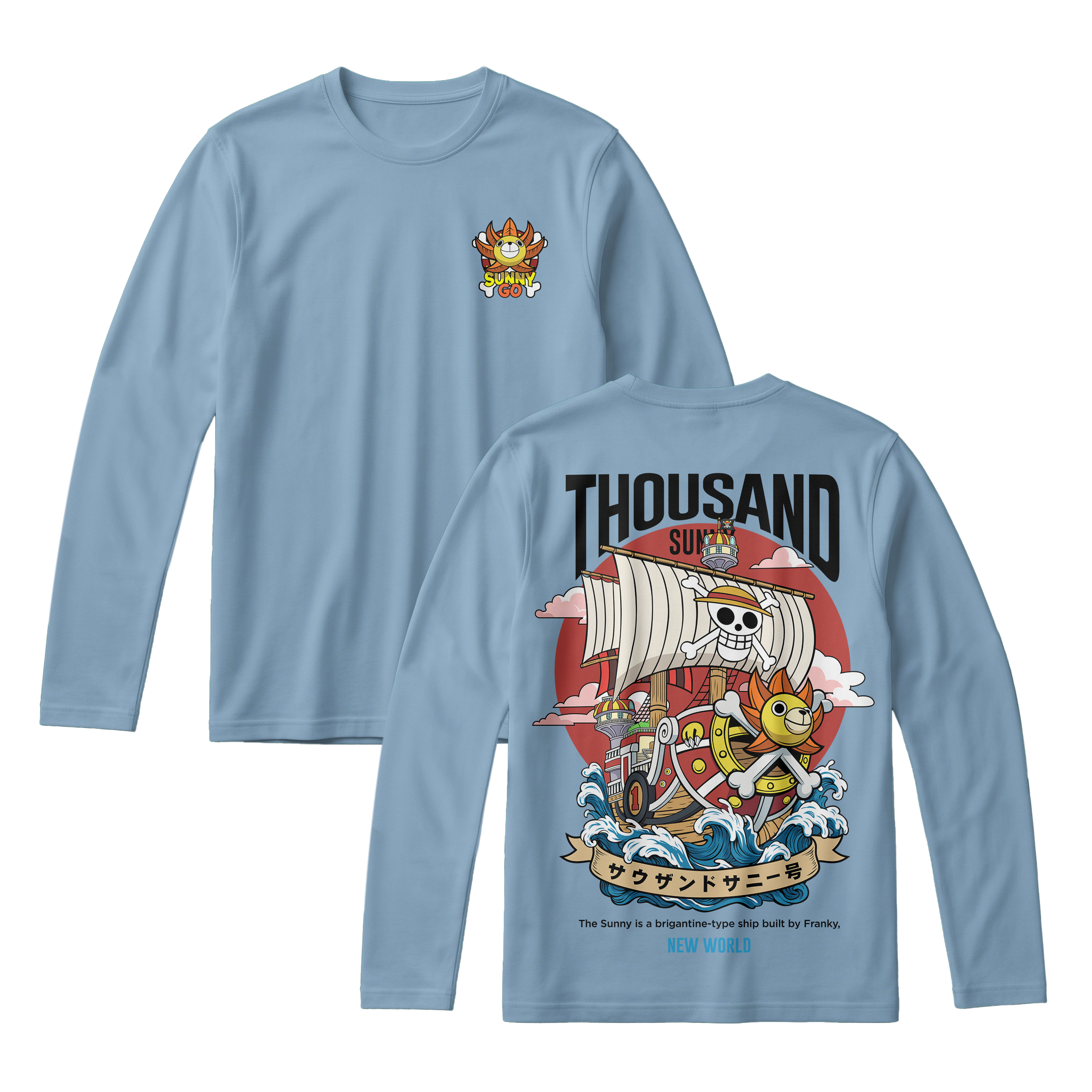 Anime One Piece Thousand Sunny Long Sleeve Tee - RZM016
