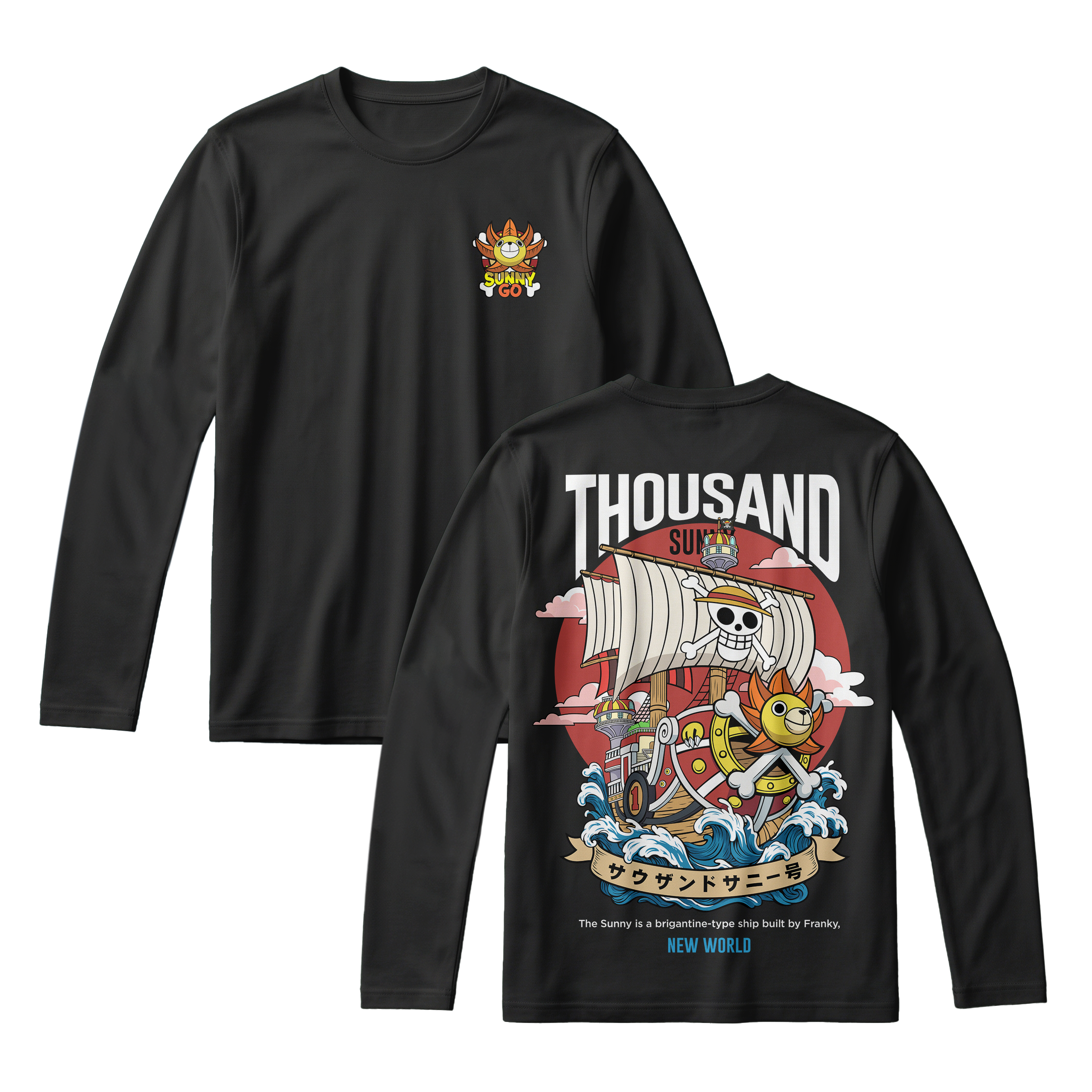 Anime One Piece Thousand Sunny Long Sleeve Tee - RZM016