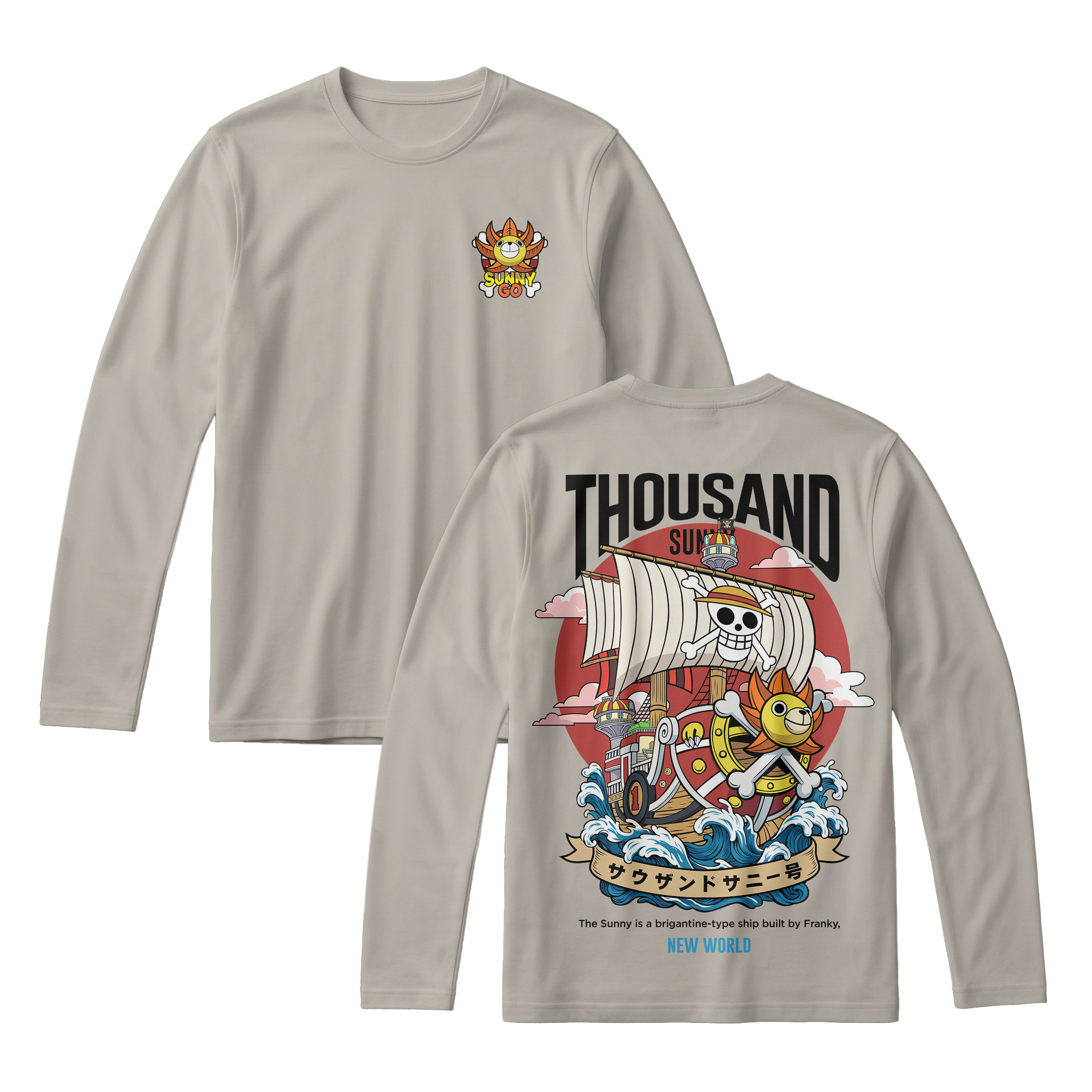 Anime One Piece Thousand Sunny Long Sleeve Tee - RZM016