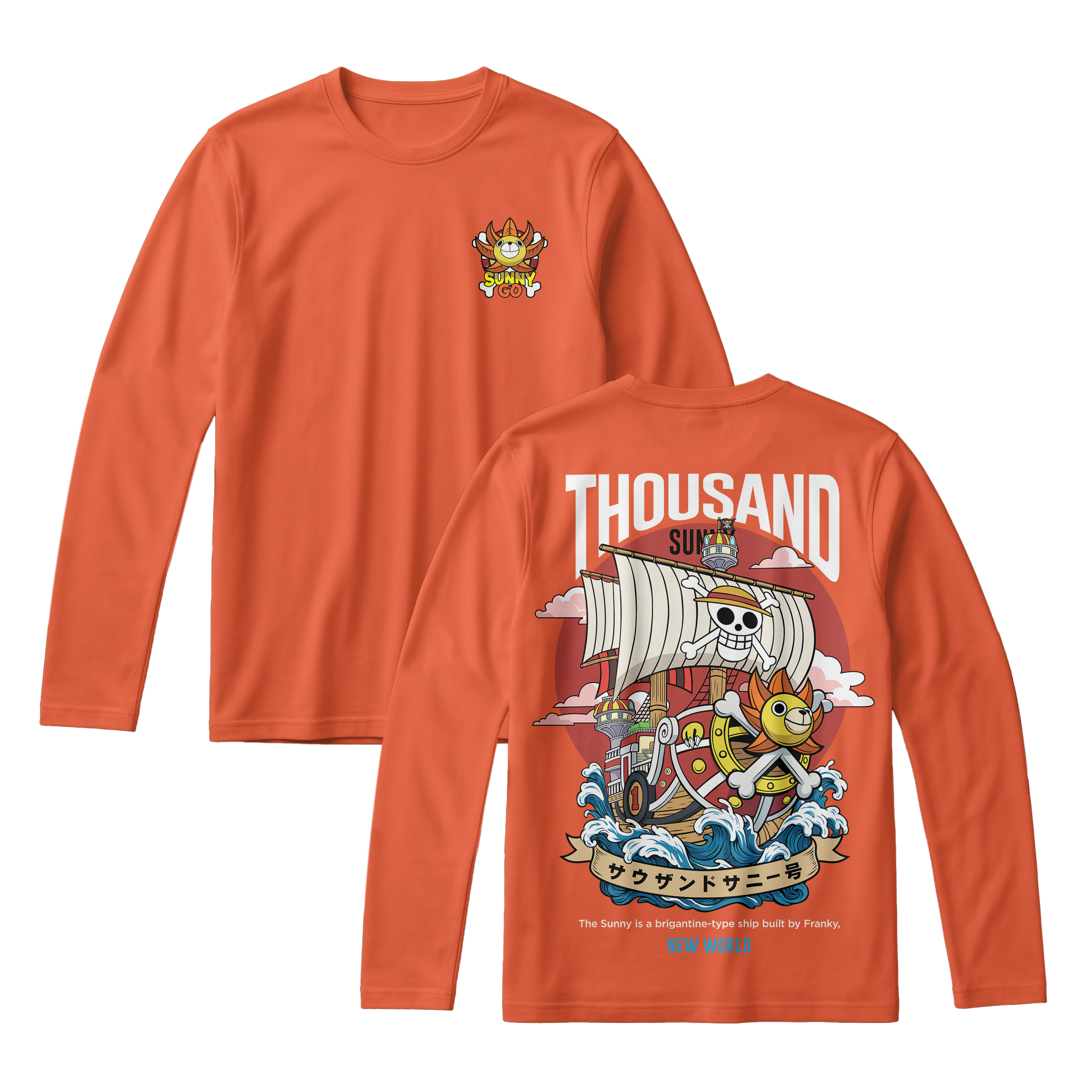 Anime One Piece Thousand Sunny Long Sleeve Tee - RZM016