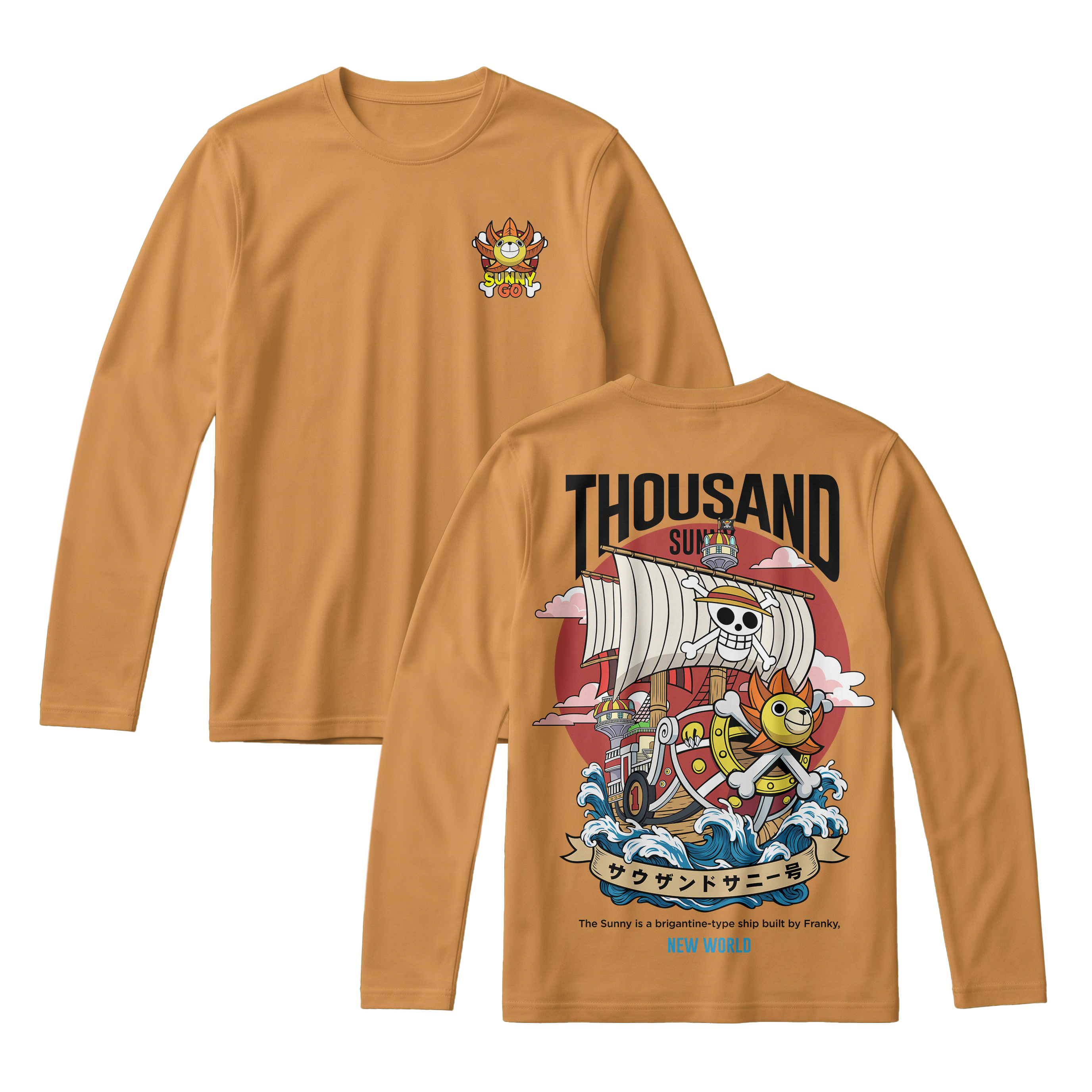Anime One Piece Thousand Sunny Long Sleeve Tee - RZM016