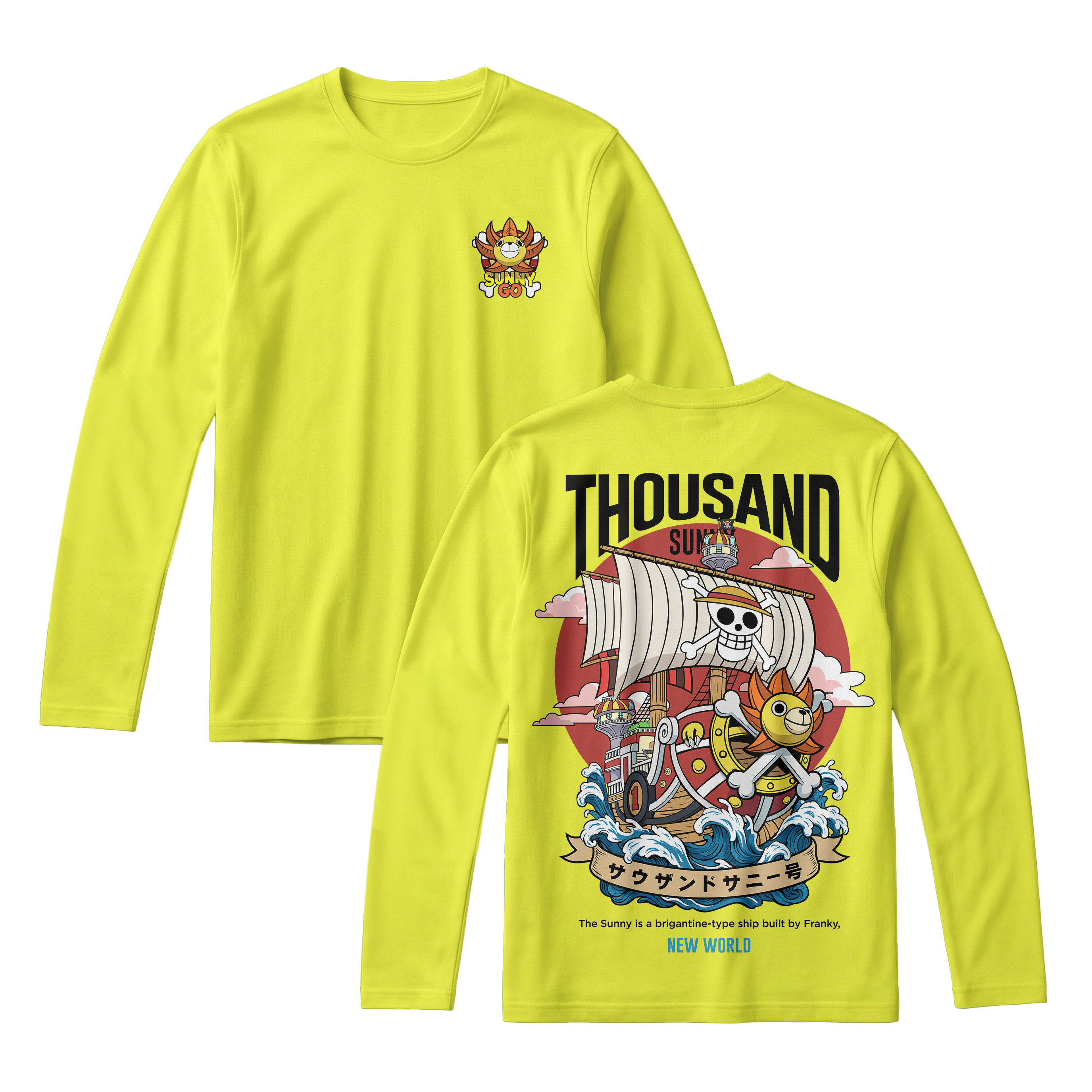 Anime One Piece Thousand Sunny Long Sleeve Tee - RZM016