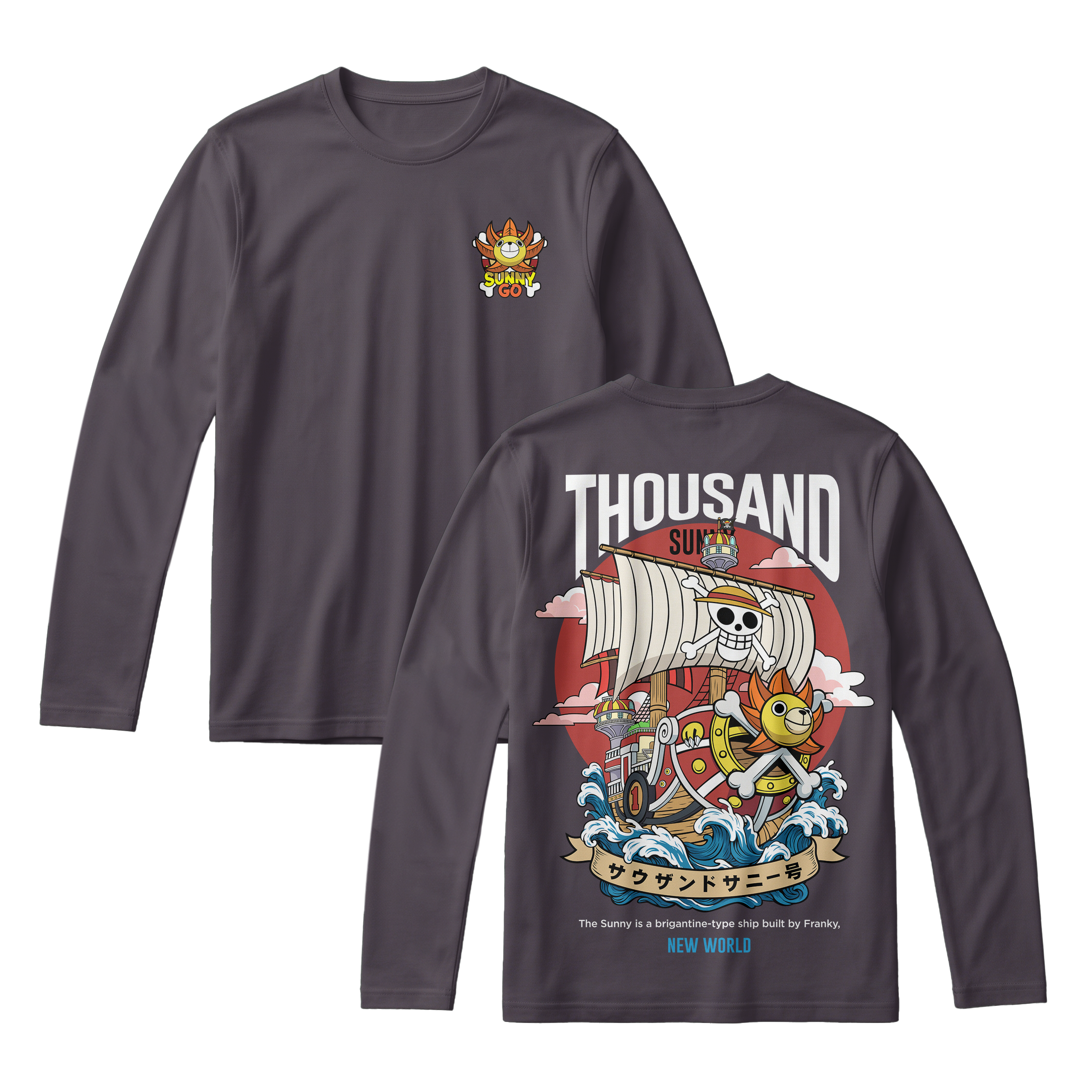 Anime One Piece Thousand Sunny Long Sleeve Tee - RZM016