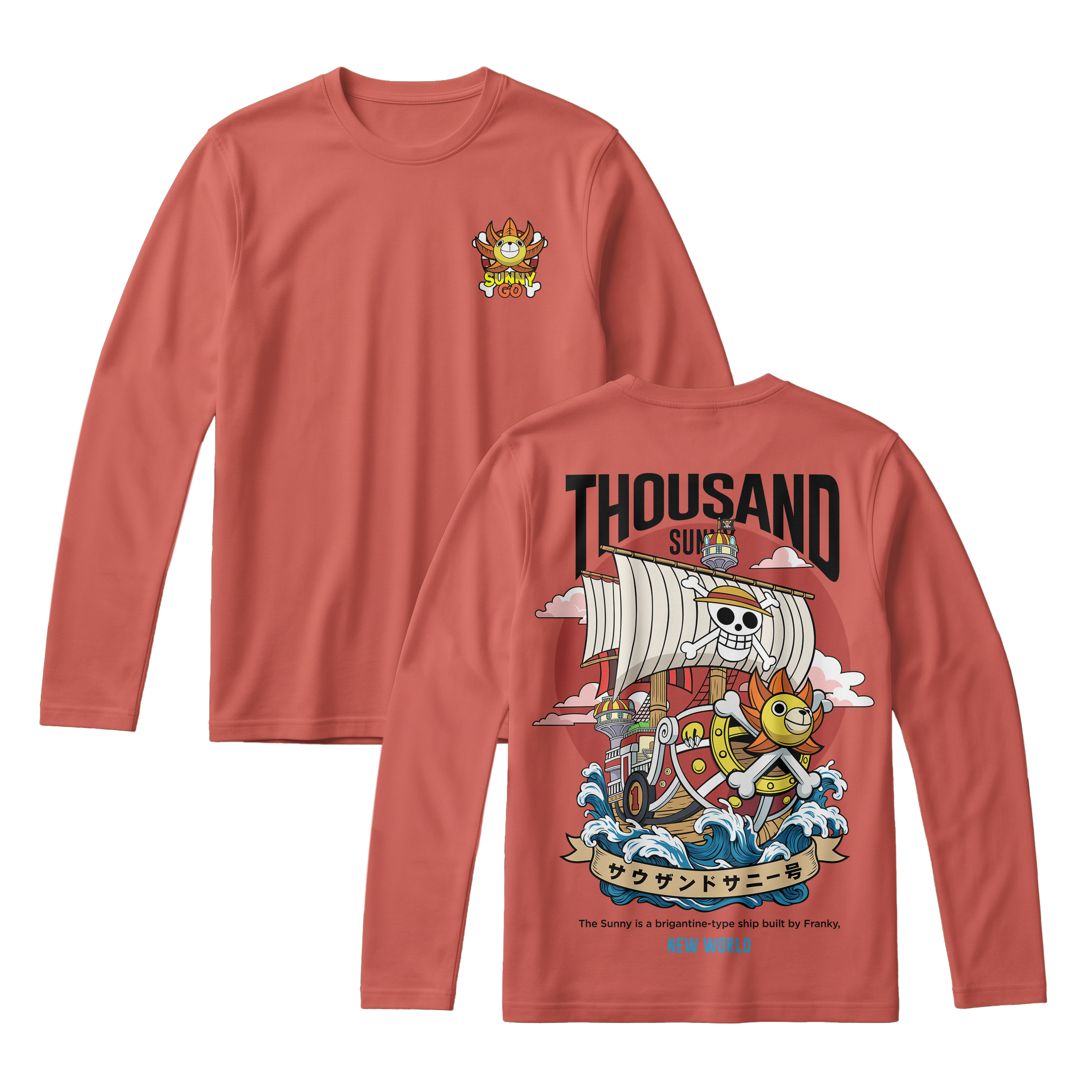 Anime One Piece Thousand Sunny Long Sleeve Tee - RZM016