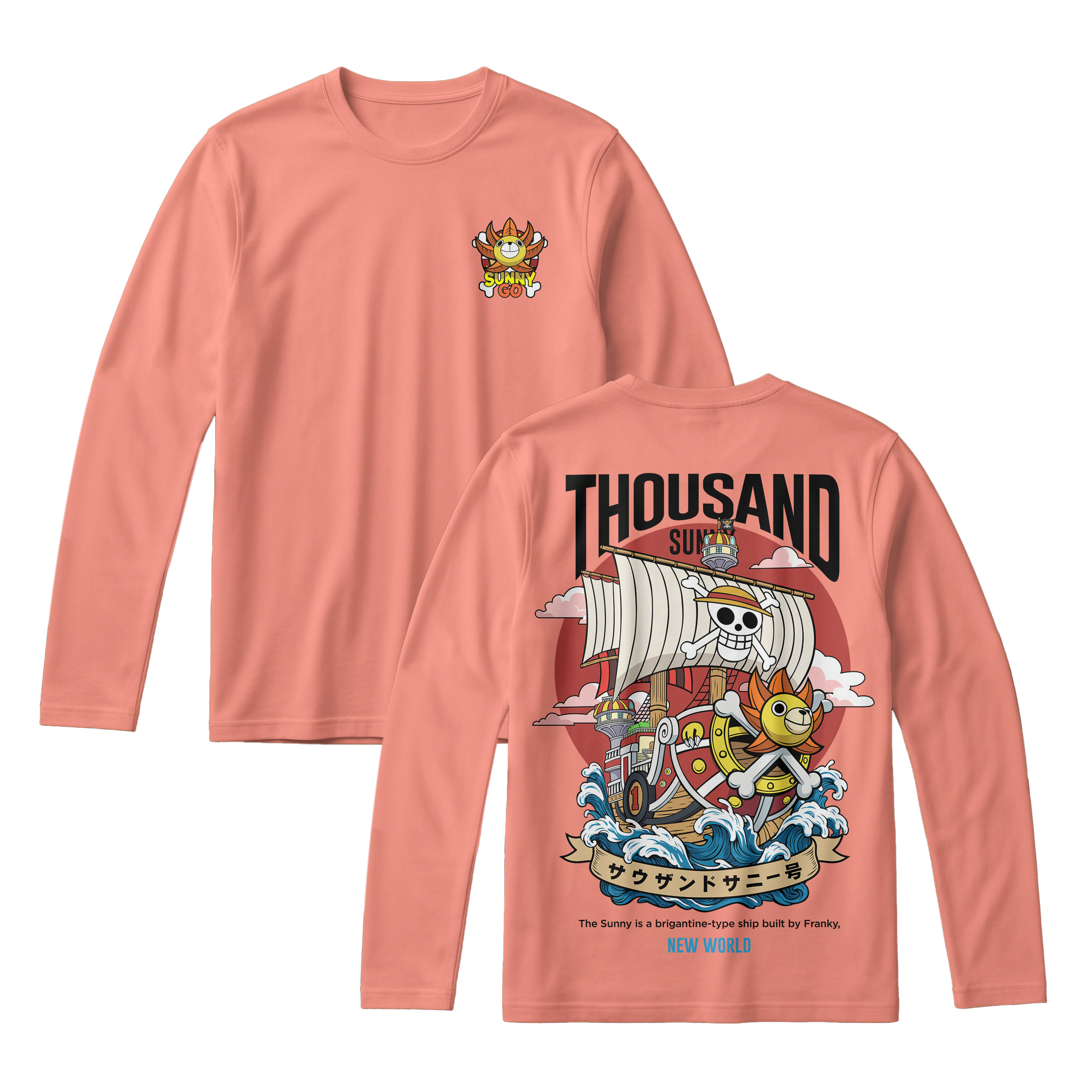 Anime One Piece Thousand Sunny Long Sleeve Tee - RZM016