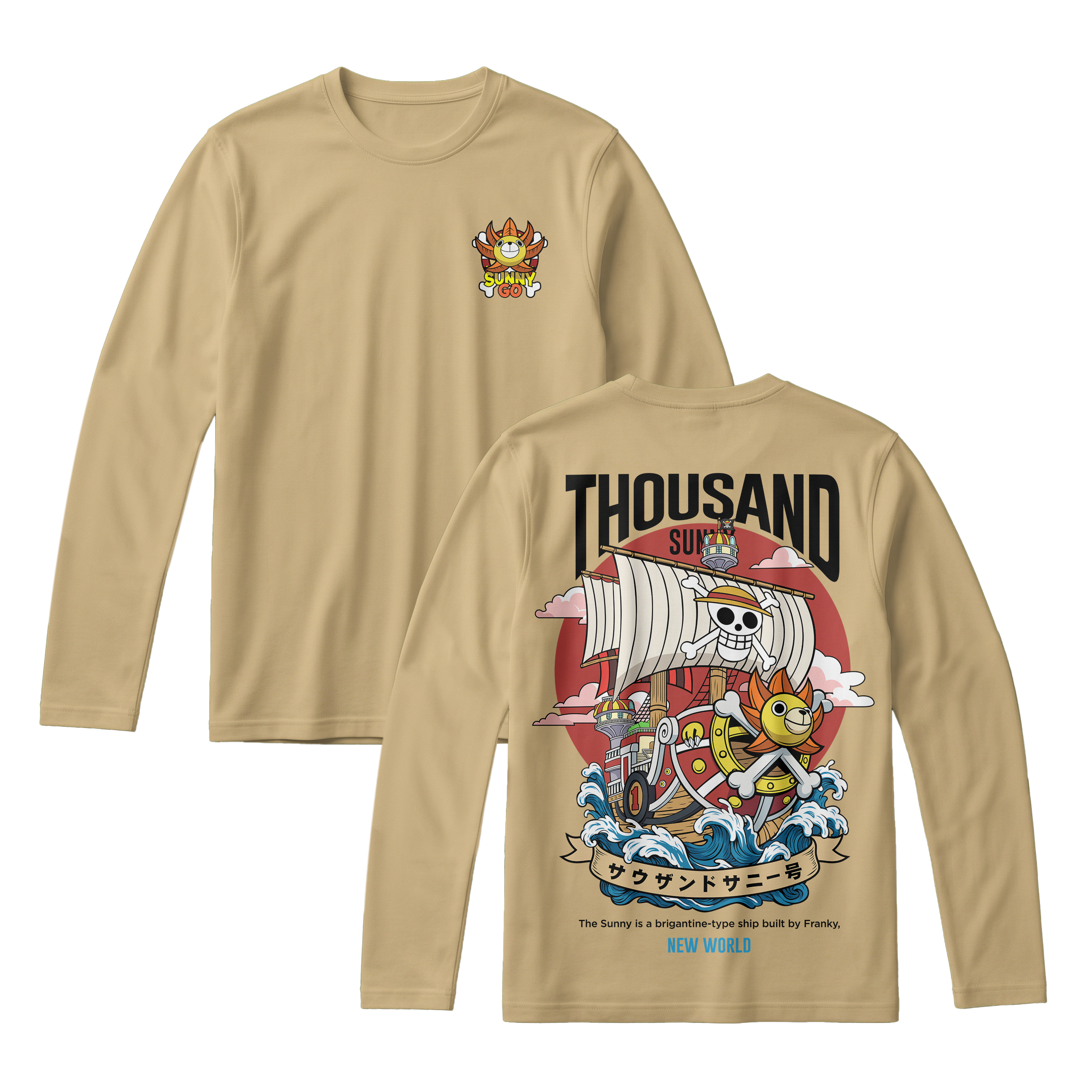 Anime One Piece Thousand Sunny Long Sleeve Tee - RZM016