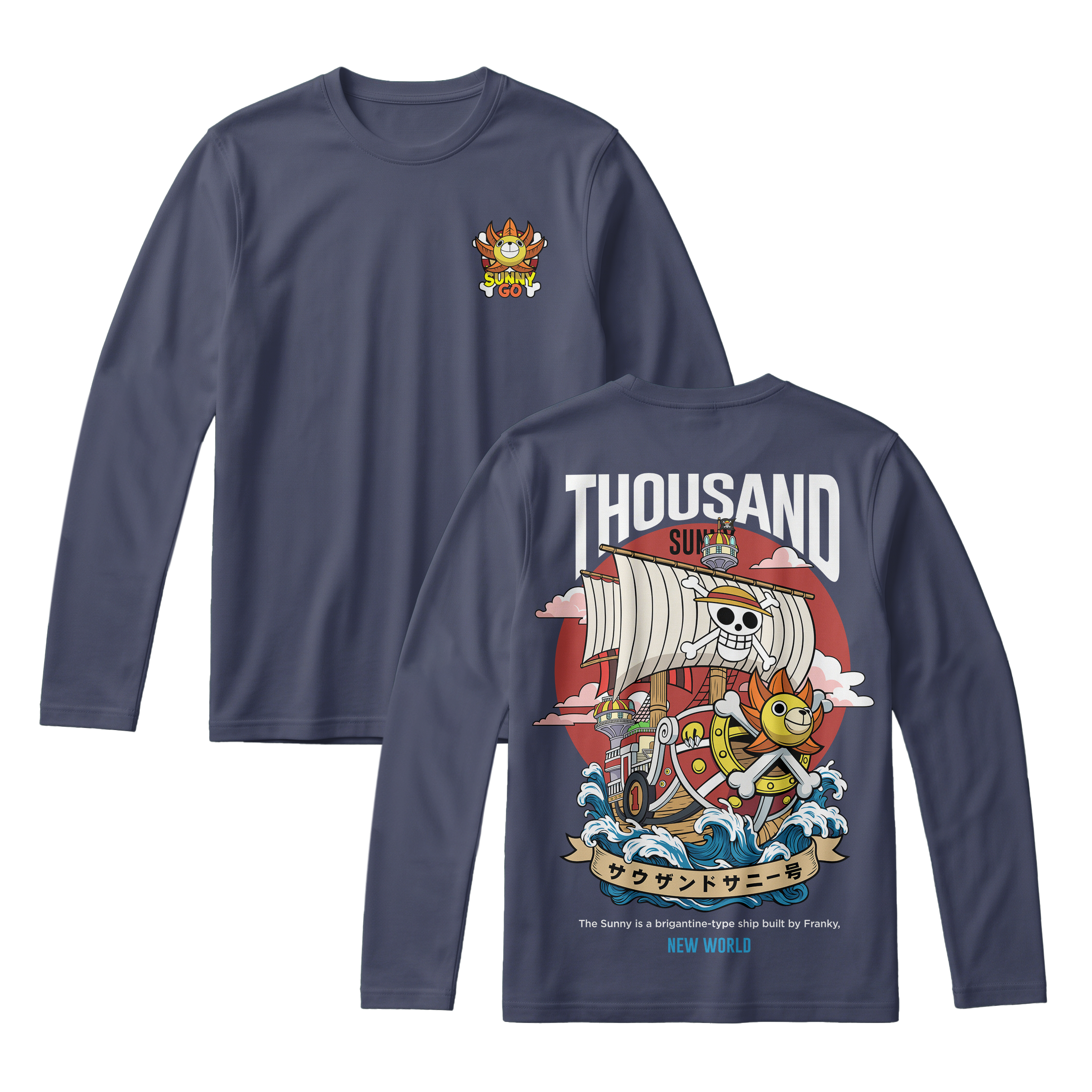 Anime One Piece Thousand Sunny Long Sleeve Tee - RZM016