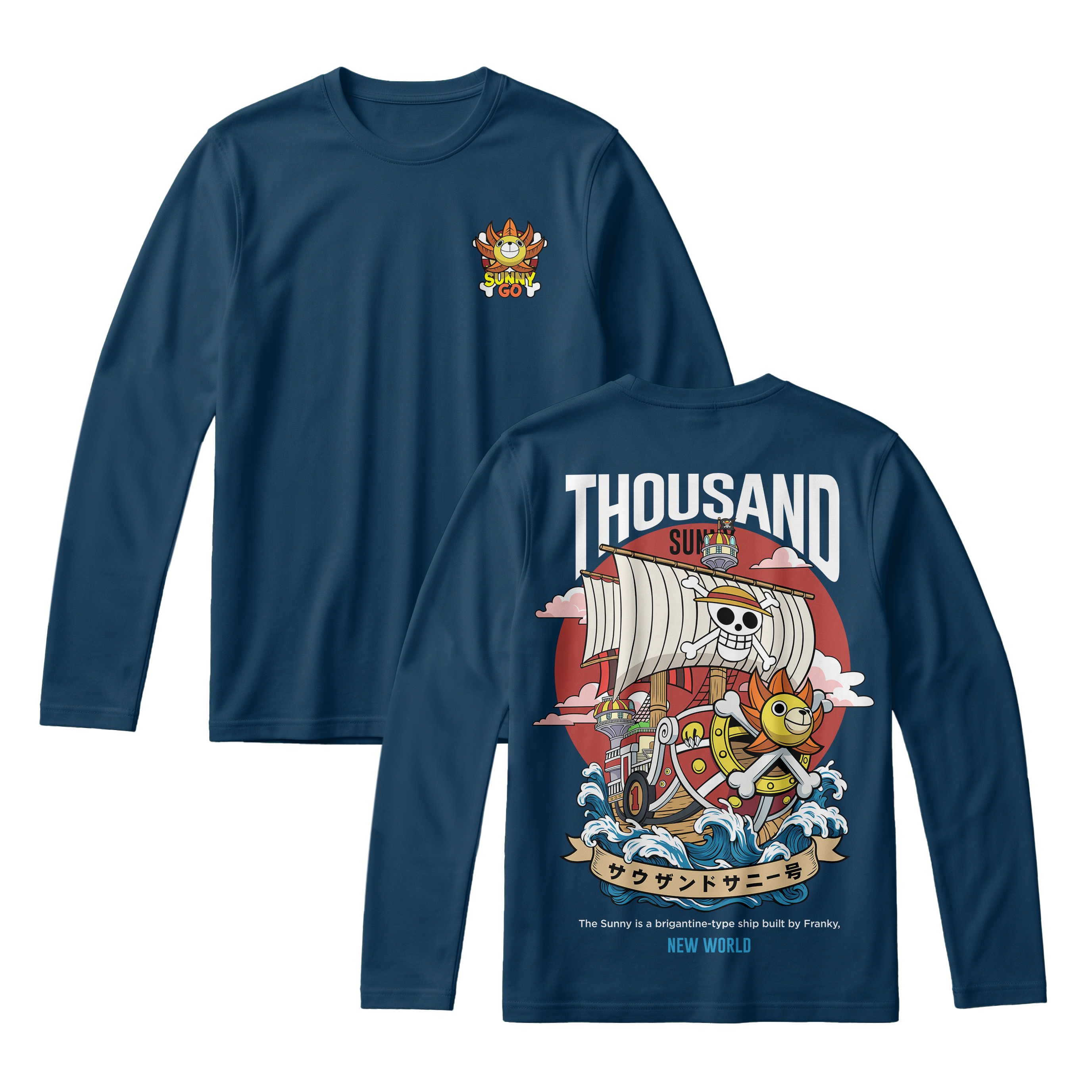 Anime One Piece Thousand Sunny Long Sleeve Tee - RZM016