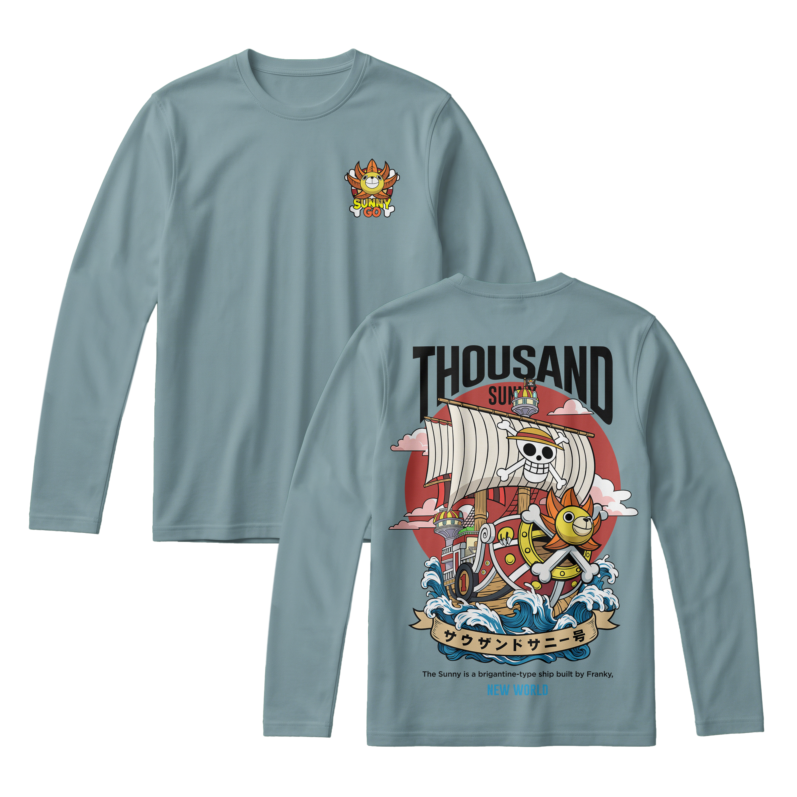 Anime One Piece Thousand Sunny Long Sleeve Tee - RZM016