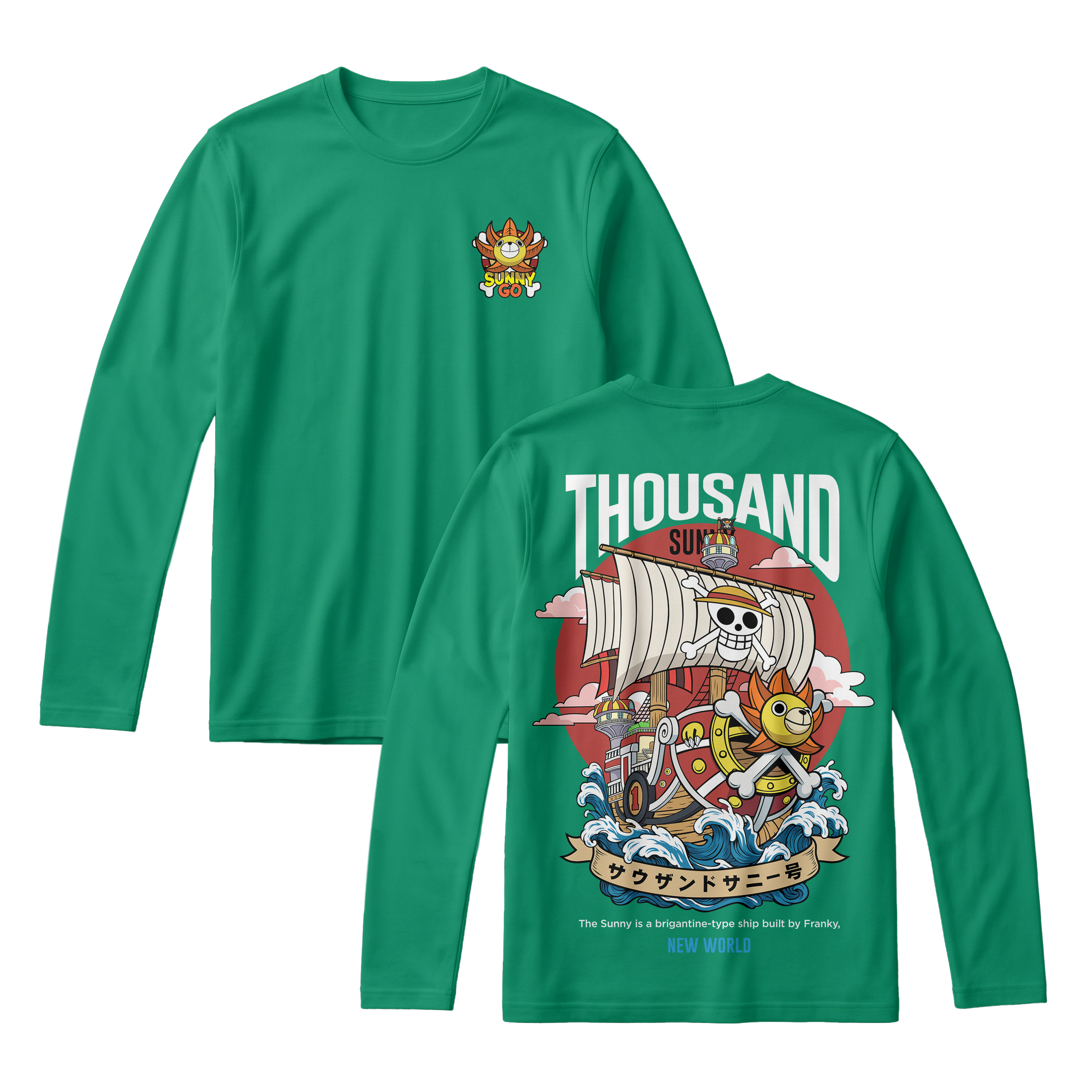 Anime One Piece Thousand Sunny Long Sleeve Tee - RZM016