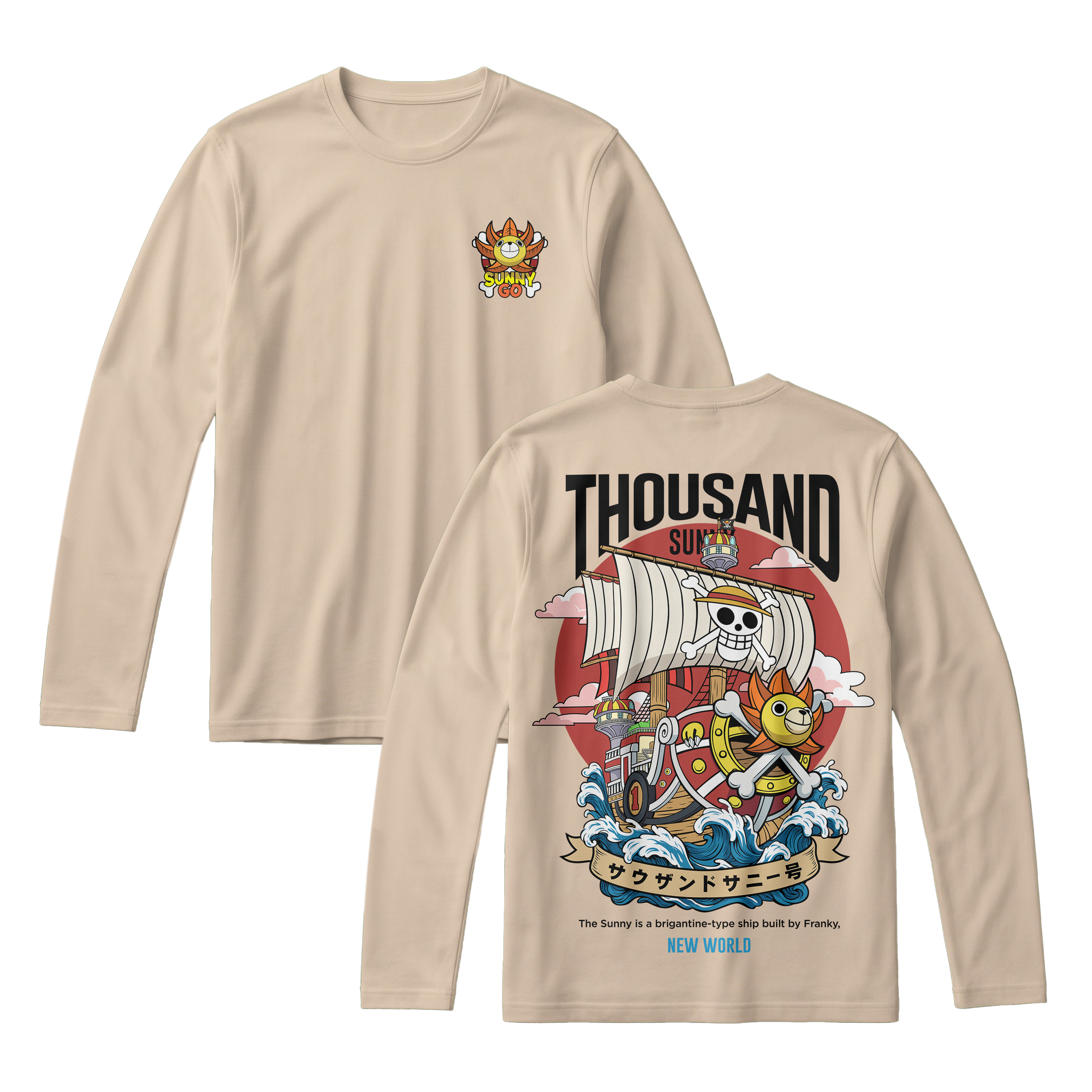 Anime One Piece Thousand Sunny Long Sleeve Tee - RZM016