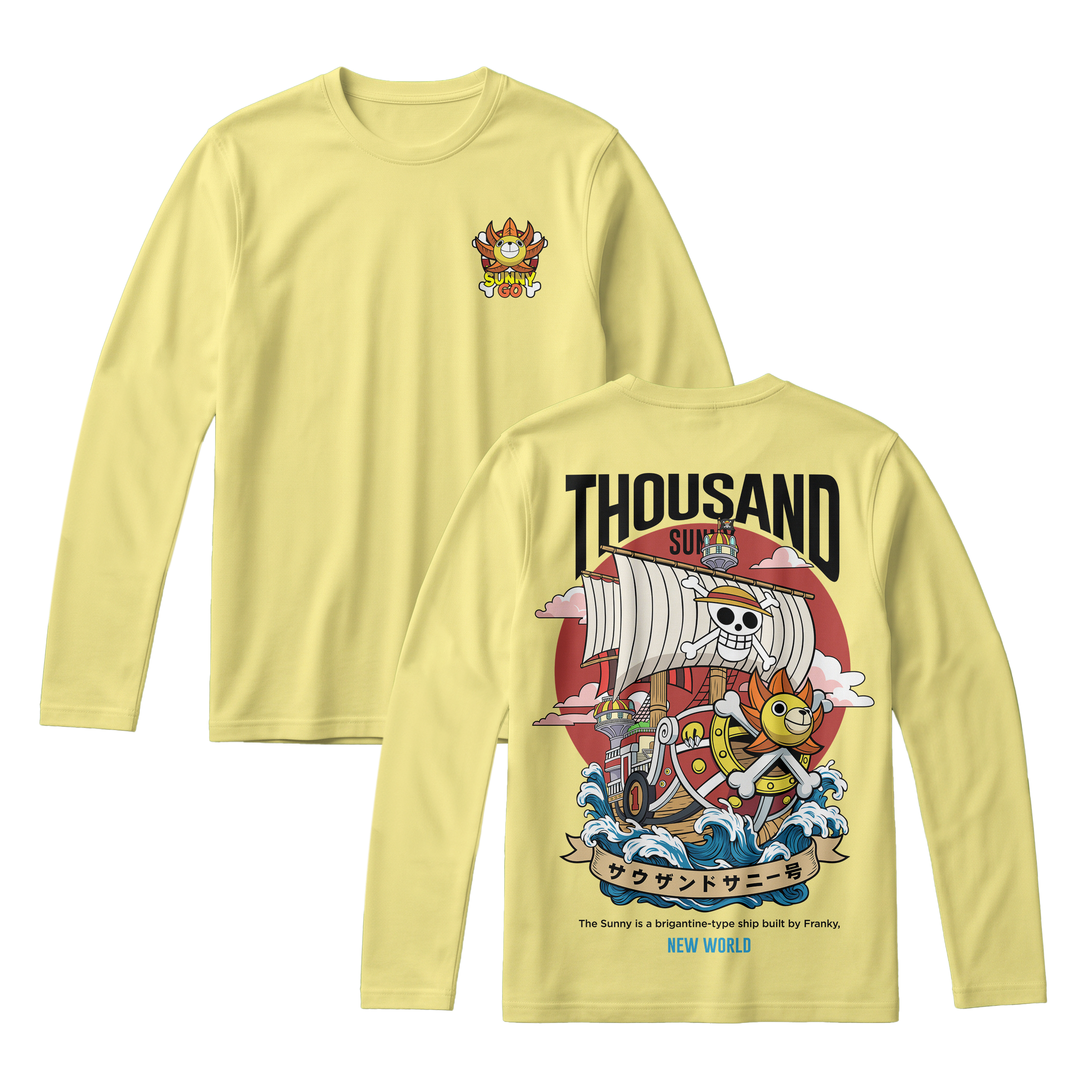 Anime One Piece Thousand Sunny Long Sleeve Tee - RZM016