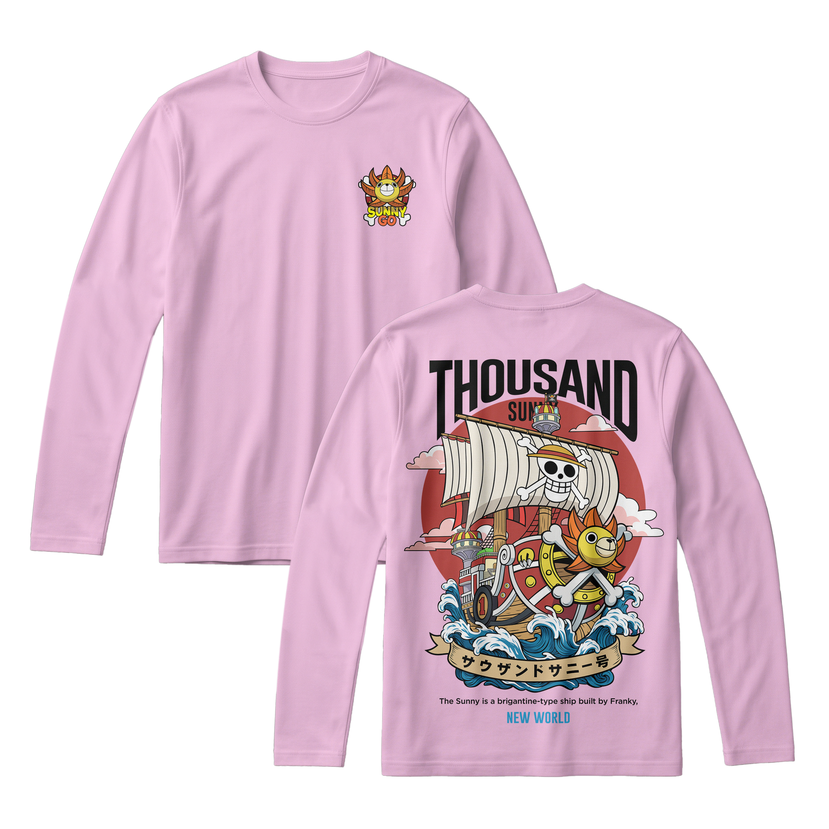 Anime One Piece Thousand Sunny Long Sleeve Tee - RZM016