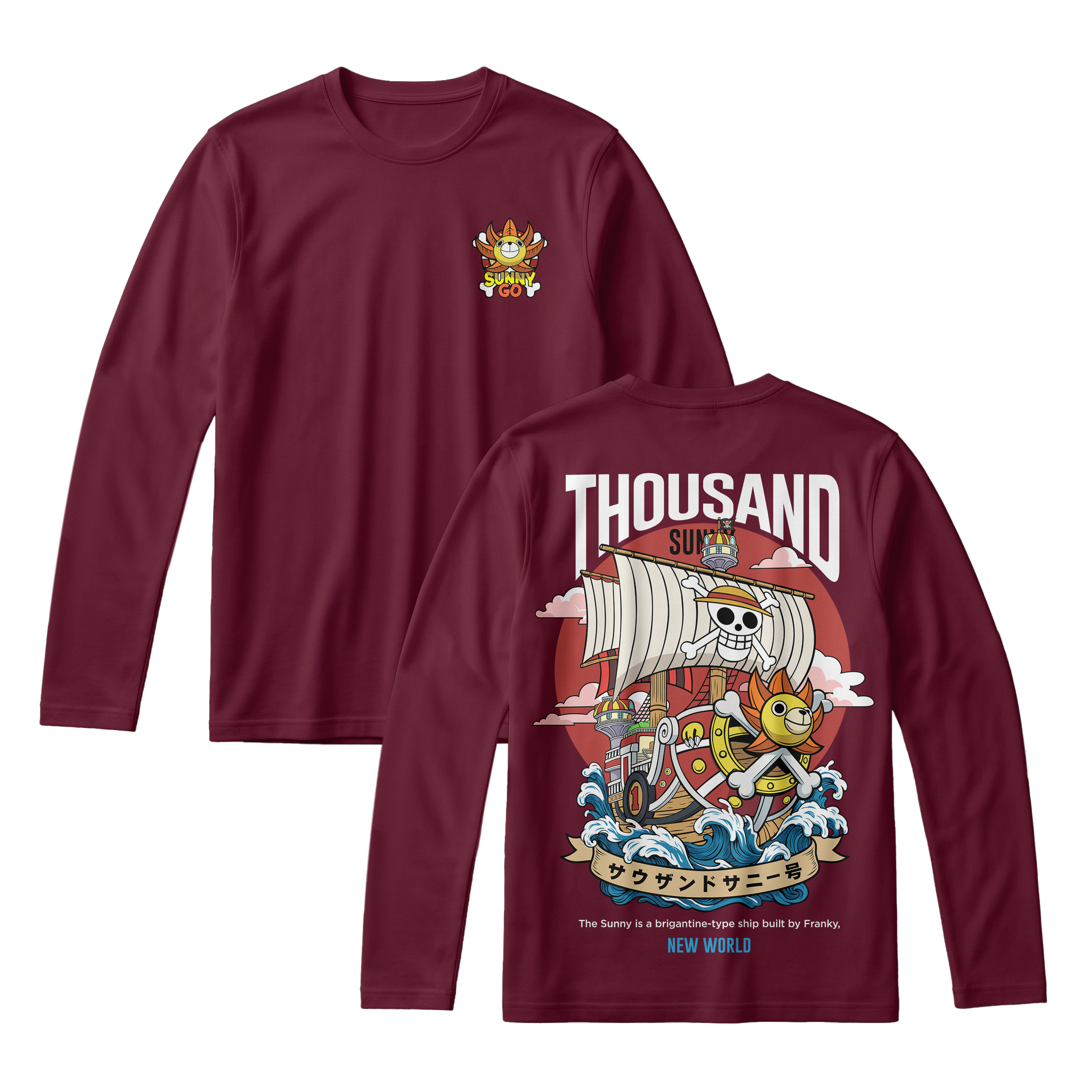 Anime One Piece Thousand Sunny Long Sleeve Tee - RZM016