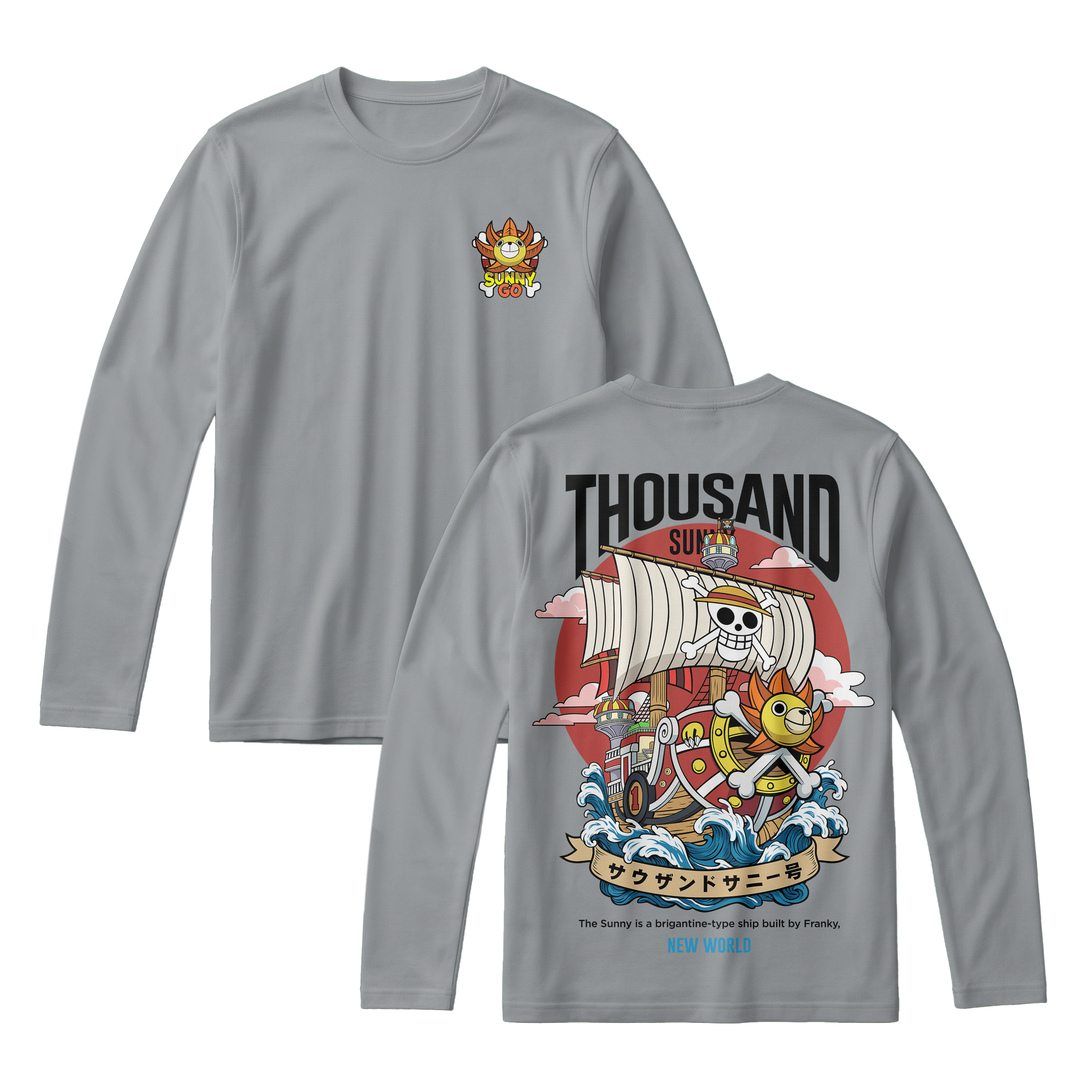 Anime One Piece Thousand Sunny Long Sleeve Tee - RZM016