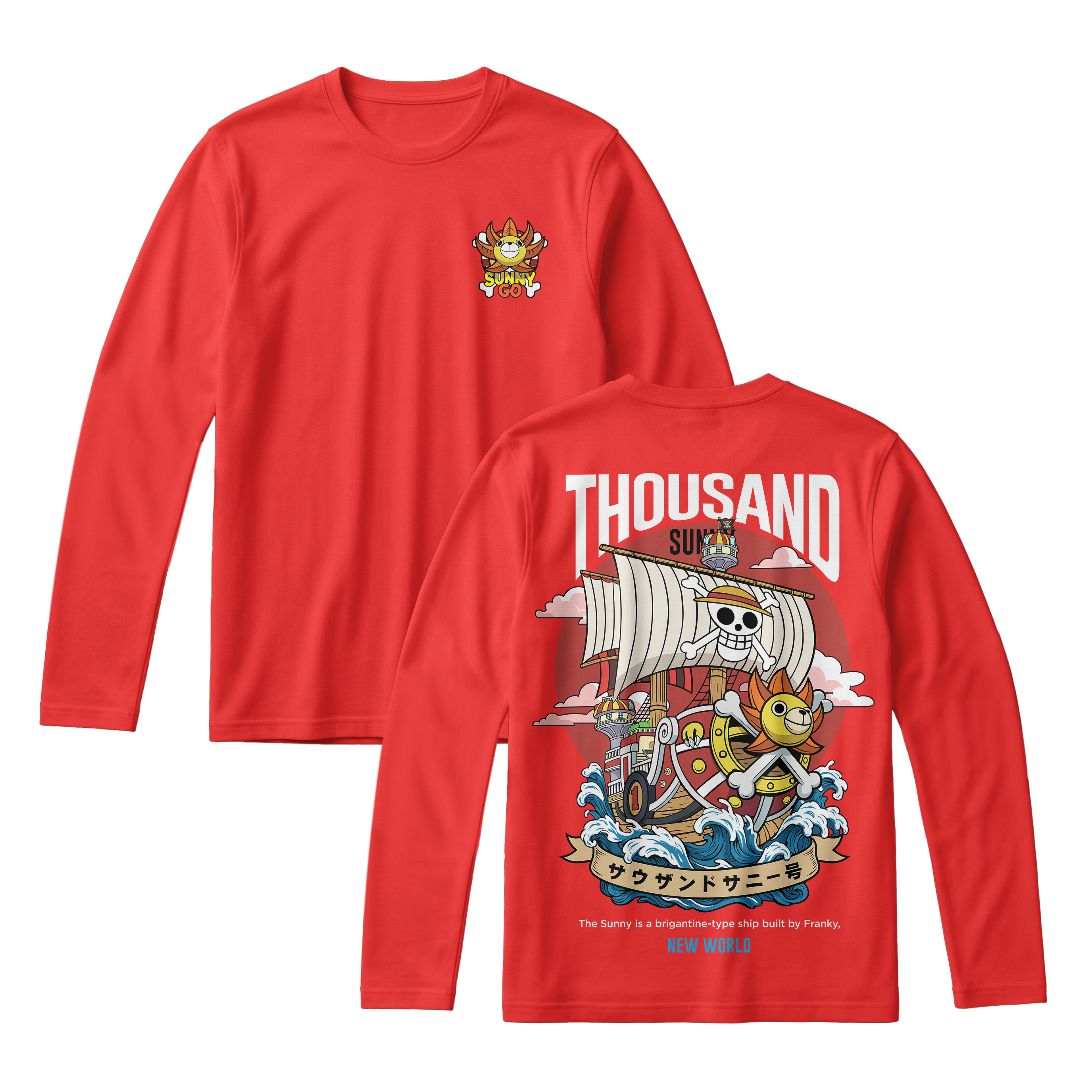 Anime One Piece Thousand Sunny Long Sleeve Tee - RZM016