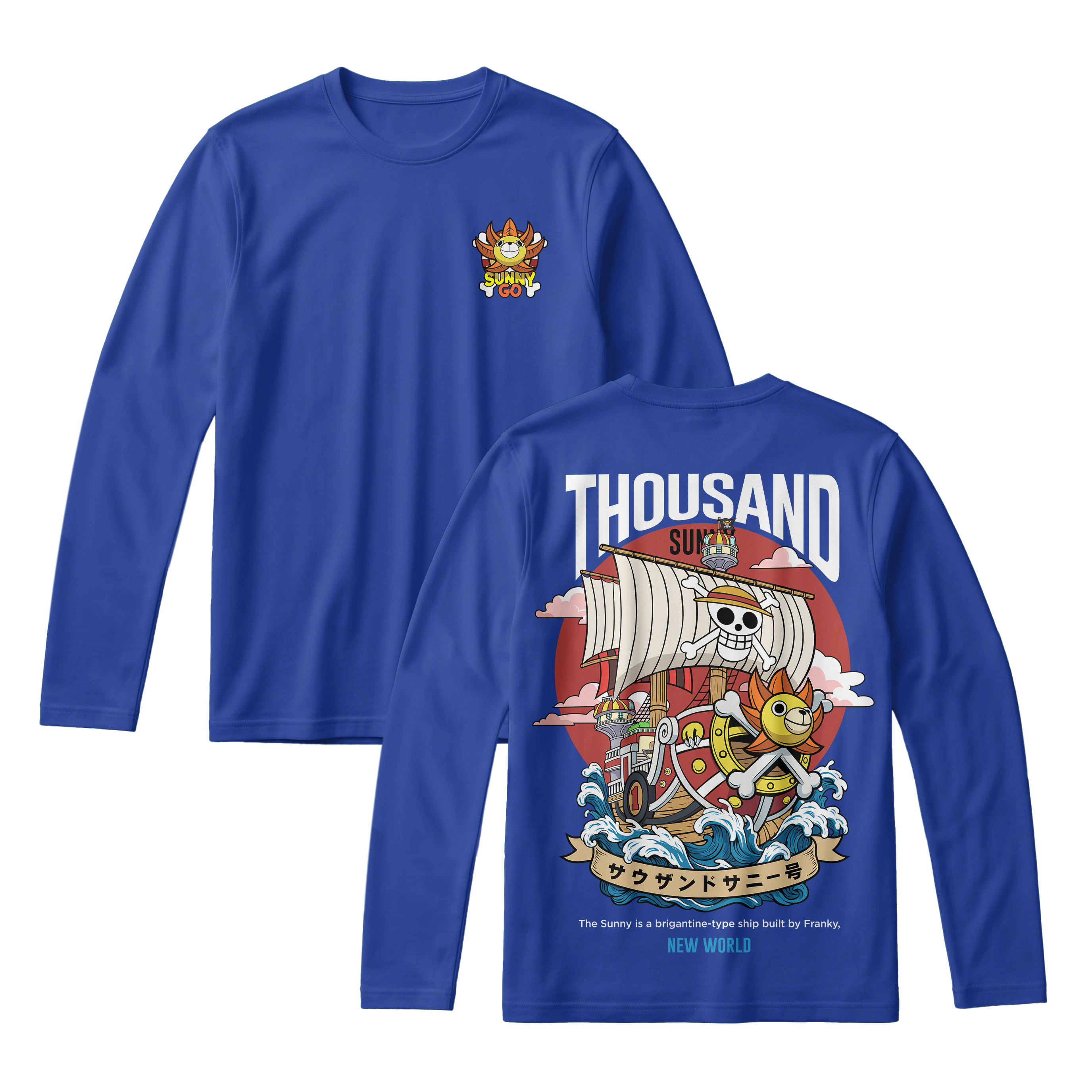 Anime One Piece Thousand Sunny Long Sleeve Tee - RZM016