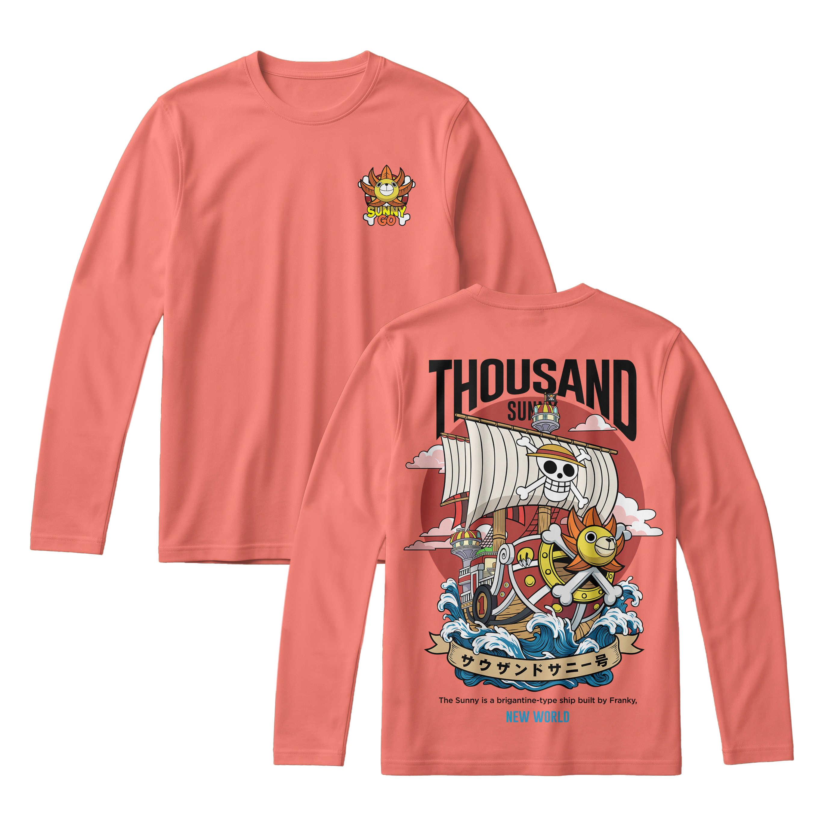 Anime One Piece Thousand Sunny Long Sleeve Tee - RZM016