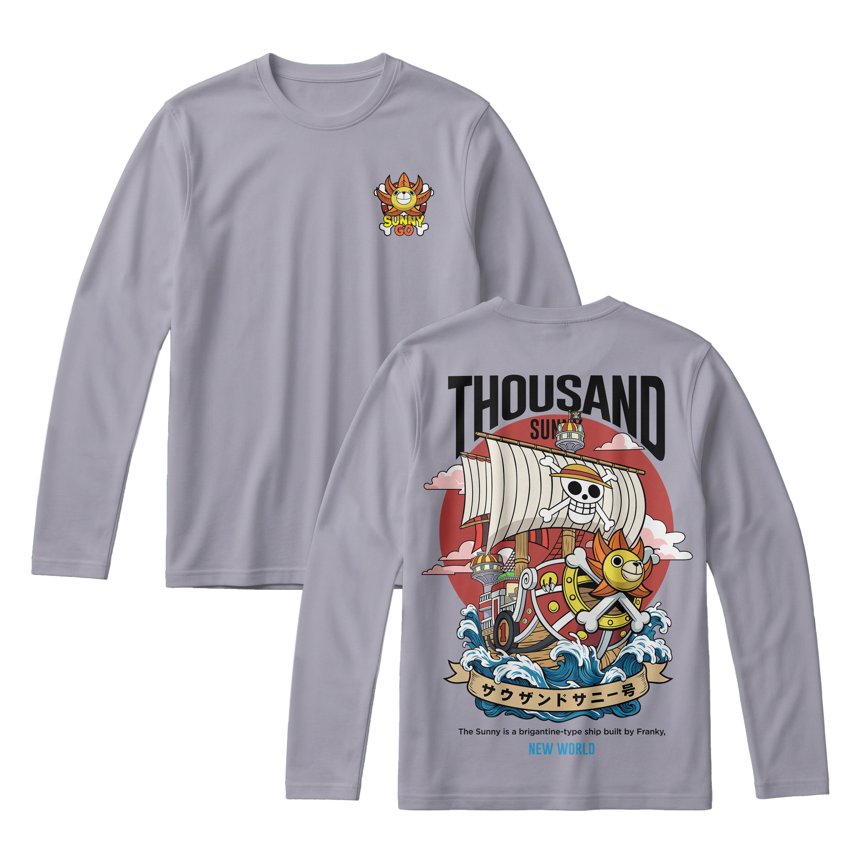 Anime One Piece Thousand Sunny Long Sleeve Tee - RZM016